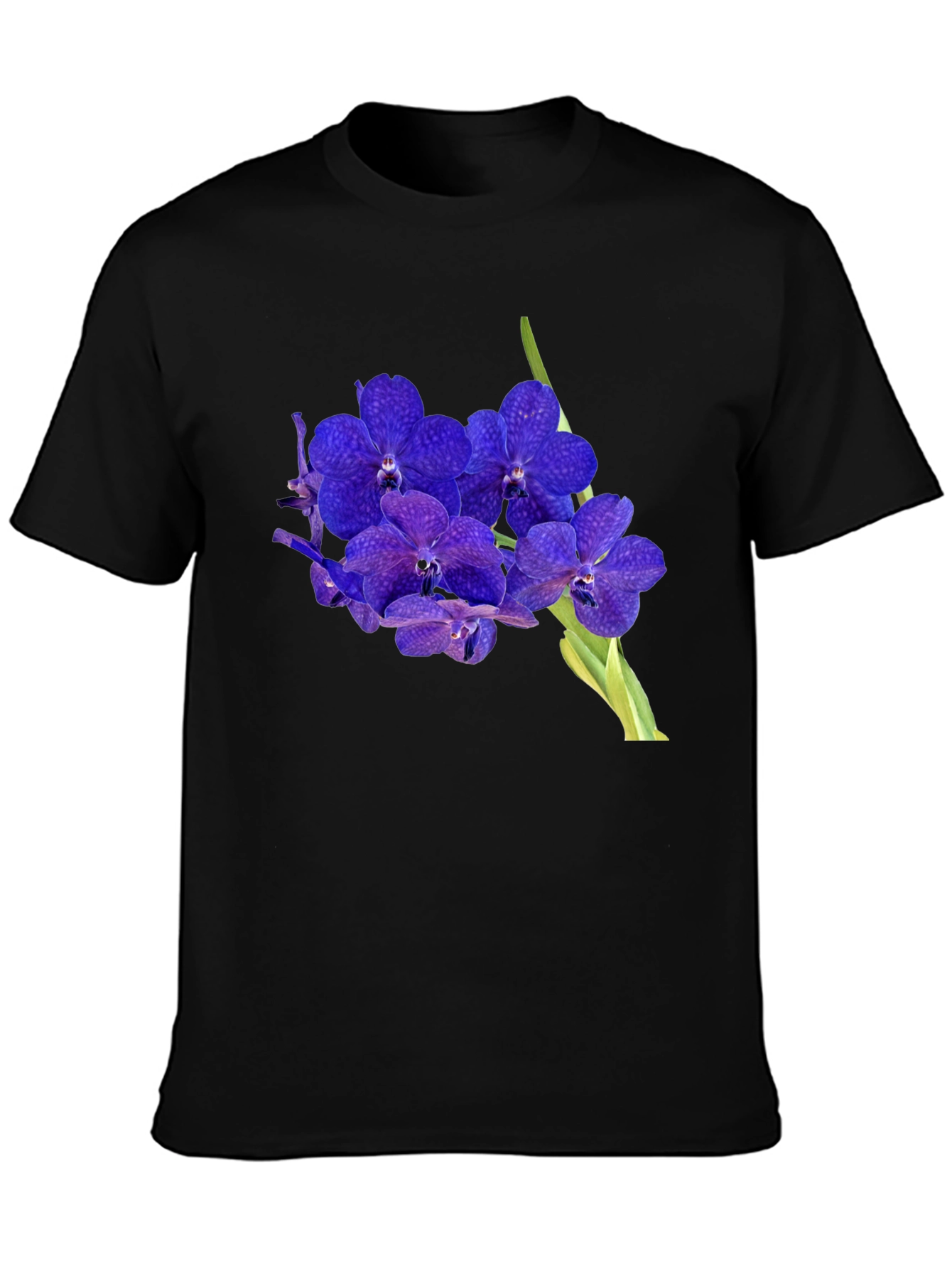 Blue Orchid Graphic Black T-Shirt