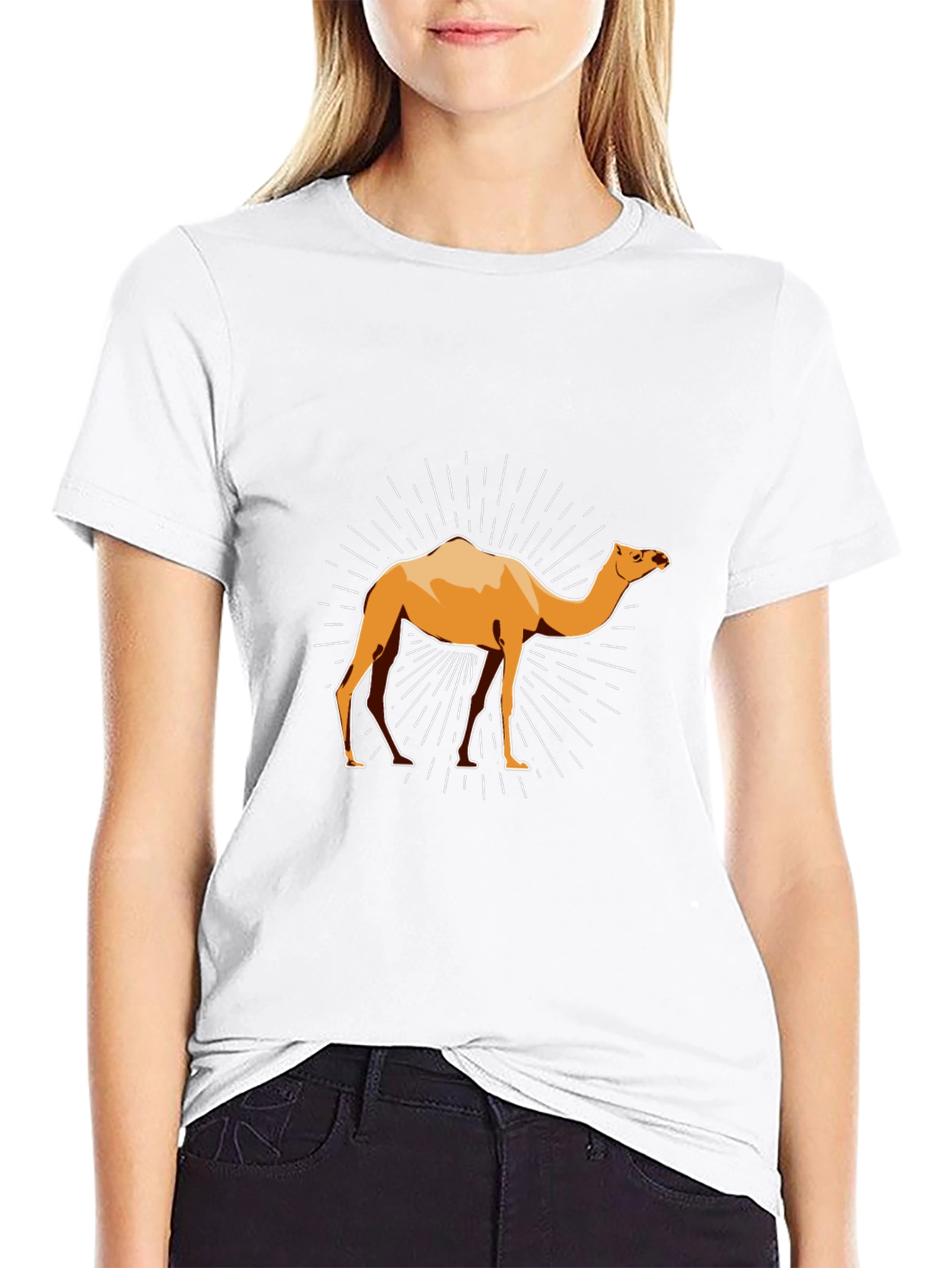 Camel Graphic Tee - Black Cotton T-Shirt