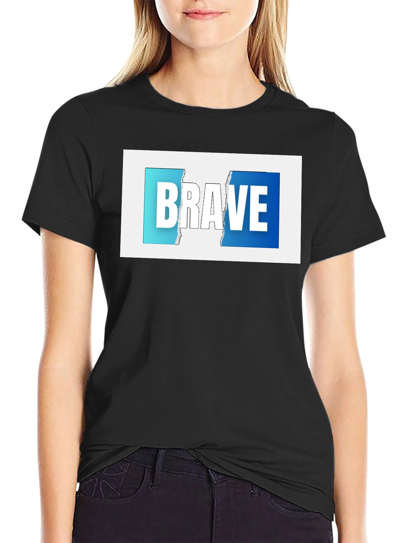 Brave Graphic Print Black T-Shirt