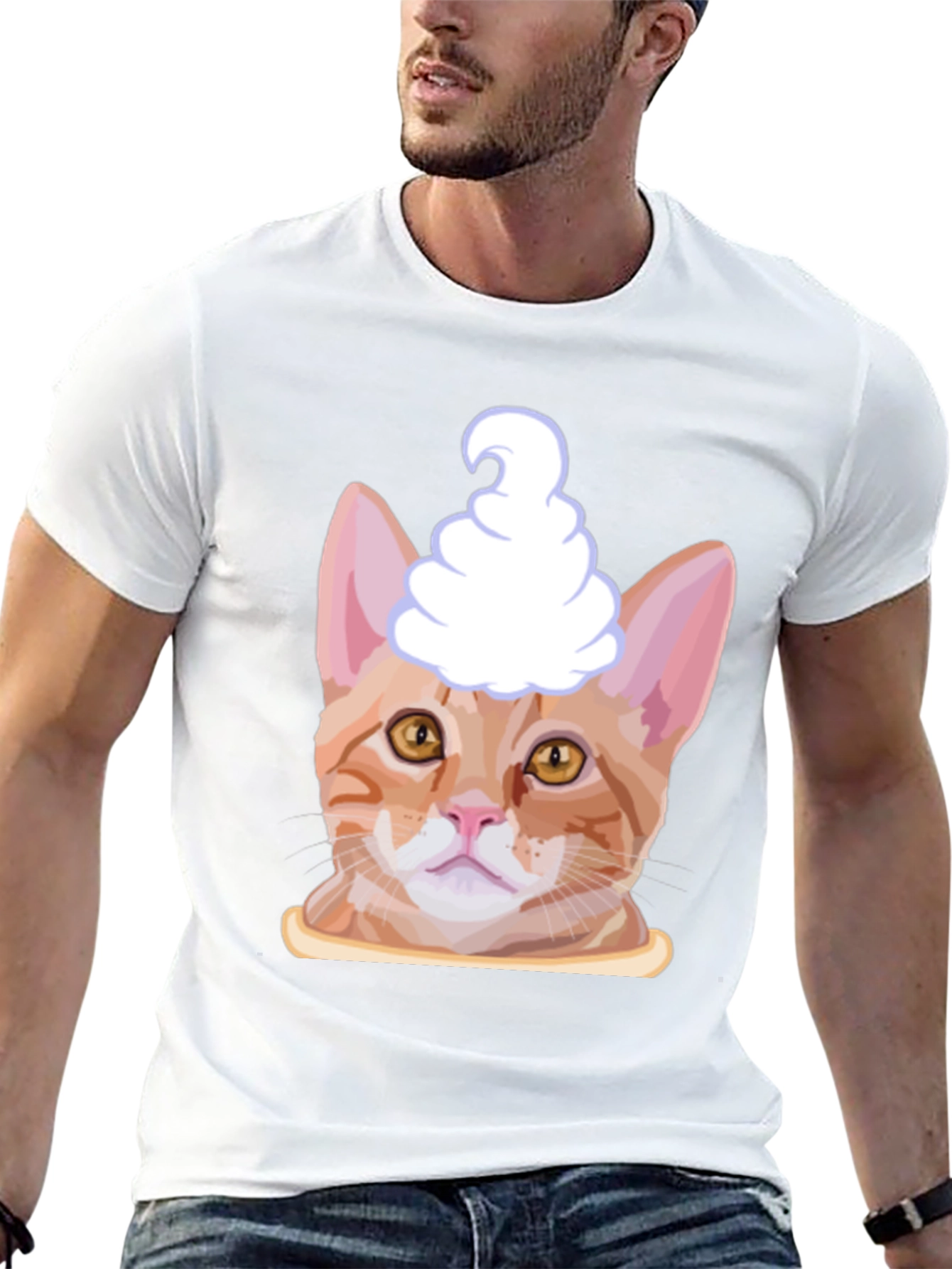 Cat Ice Cream Head T-Shirt