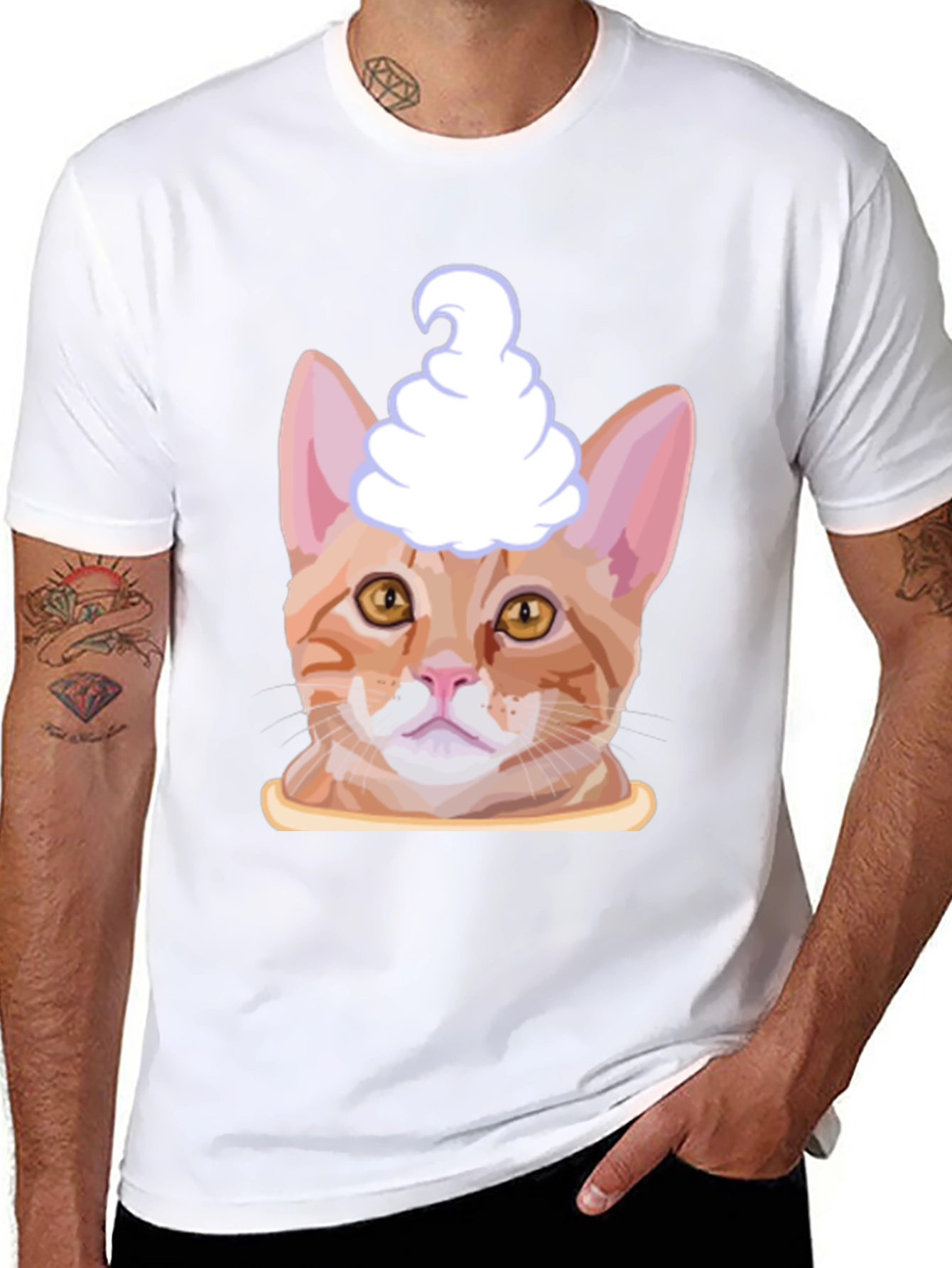 Cat Ice Cream Head T-Shirt
