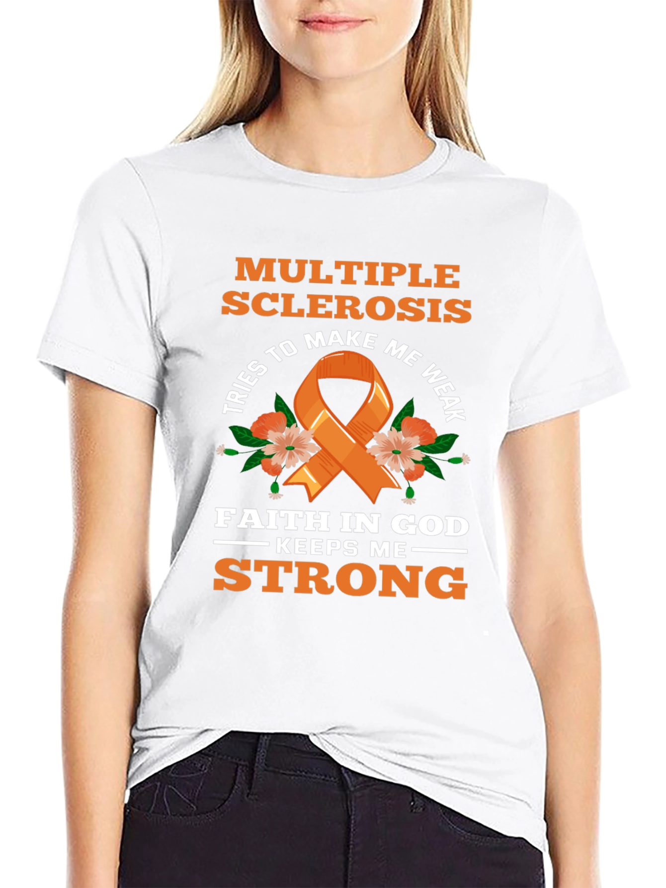 Multiple Sclerosis Awareness T-Shirt Faith Over Weakness