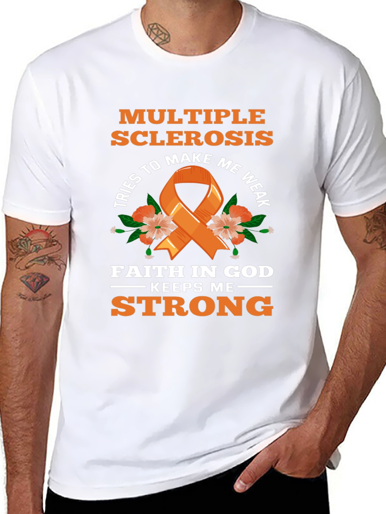 Multiple Sclerosis Awareness T-Shirt Faith Over Weakness