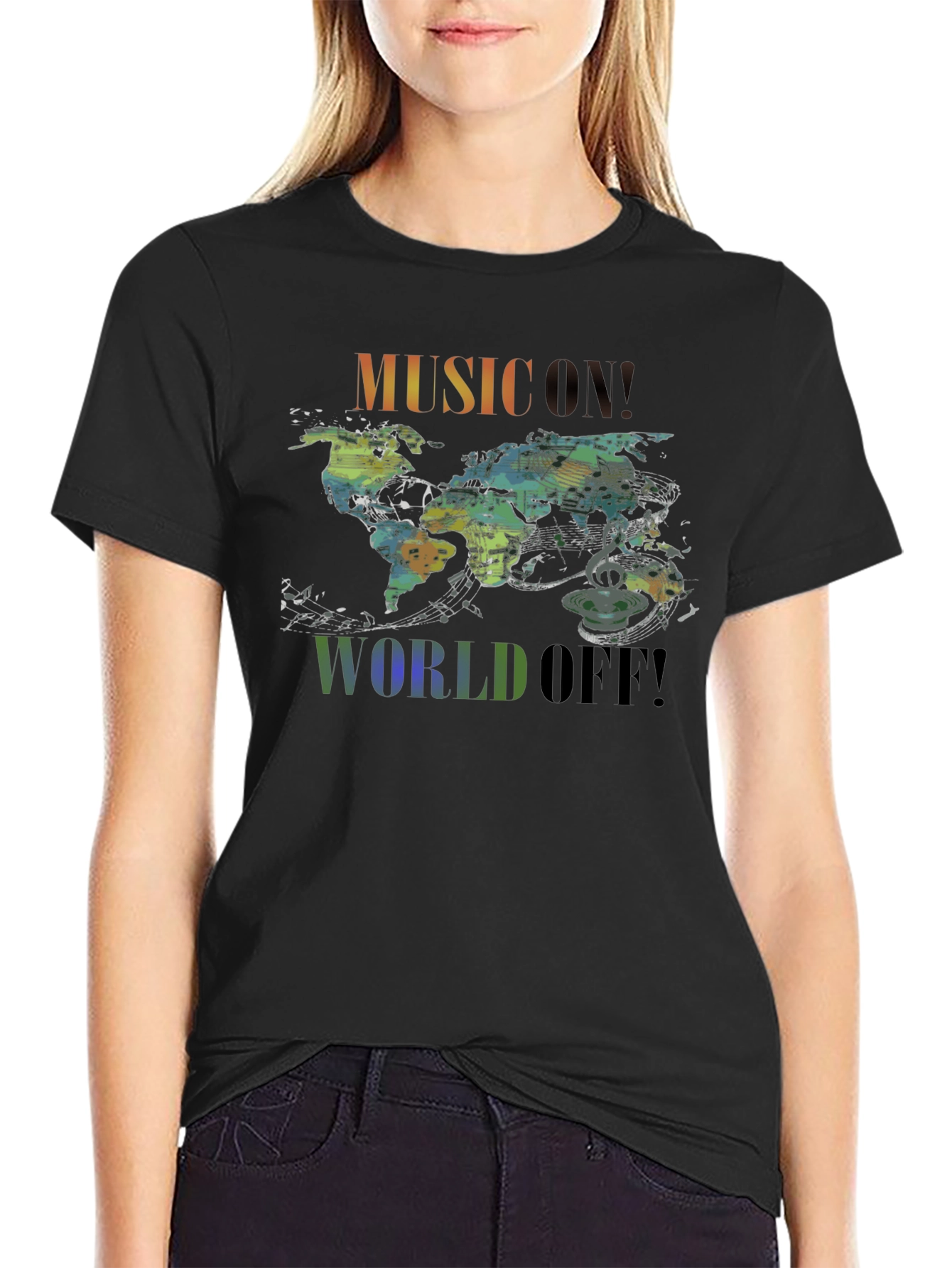 Music On World Off Graphic Tee