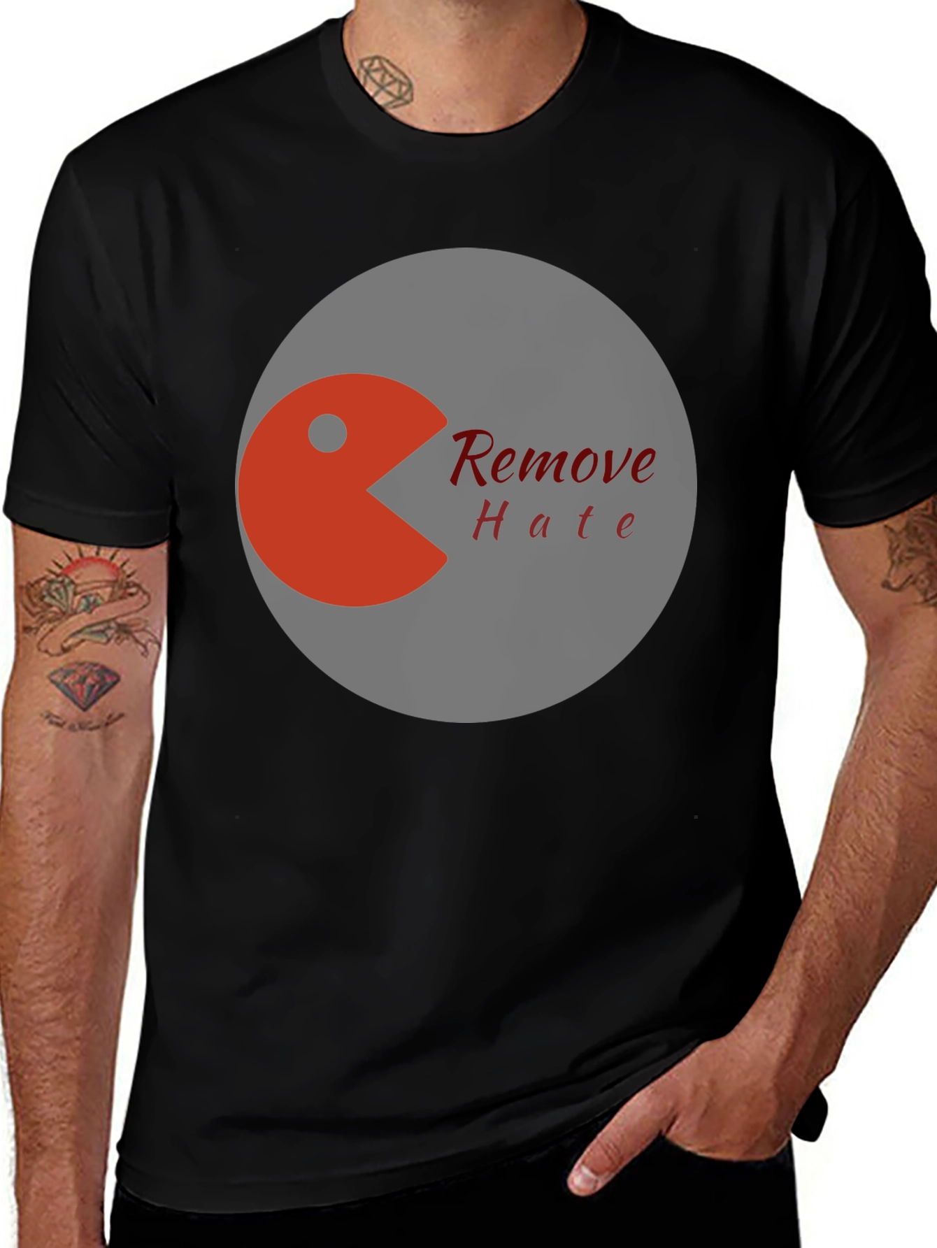 Remove Hate Graphic Tee - Black Cotton Blend
