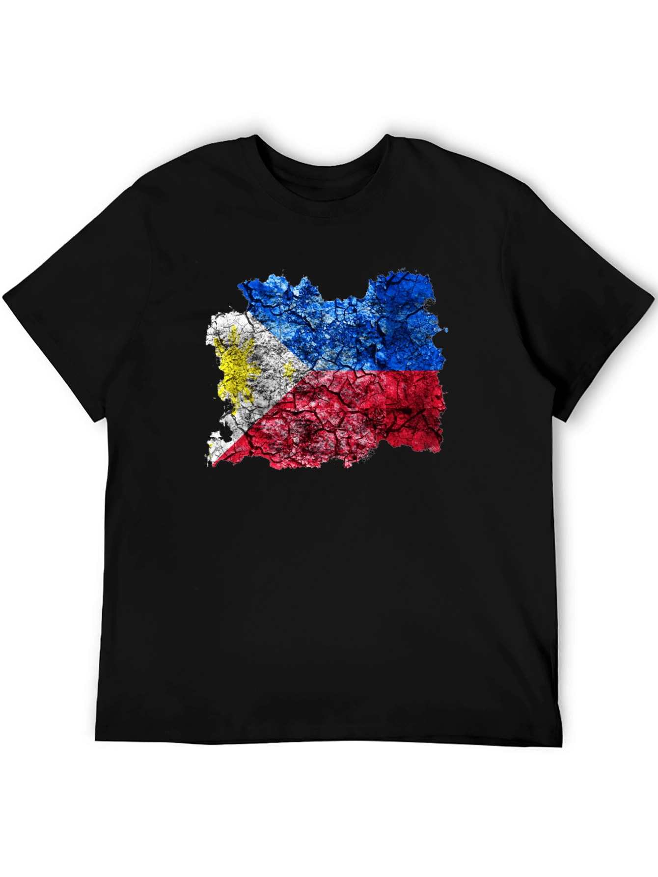 Philippines Flag Cracked T-Shirt - Black