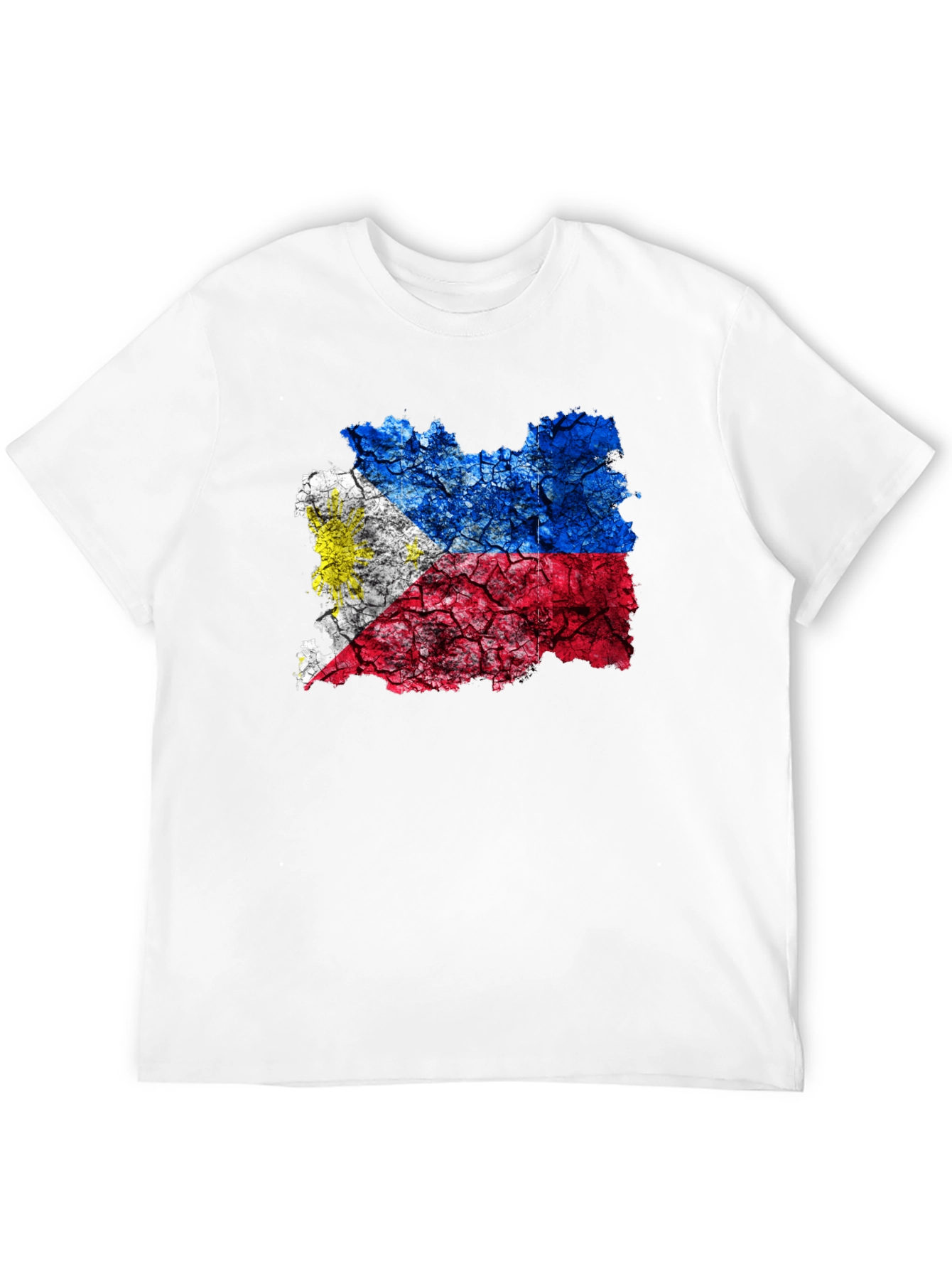 Philippines Flag Cracked T-Shirt - Black