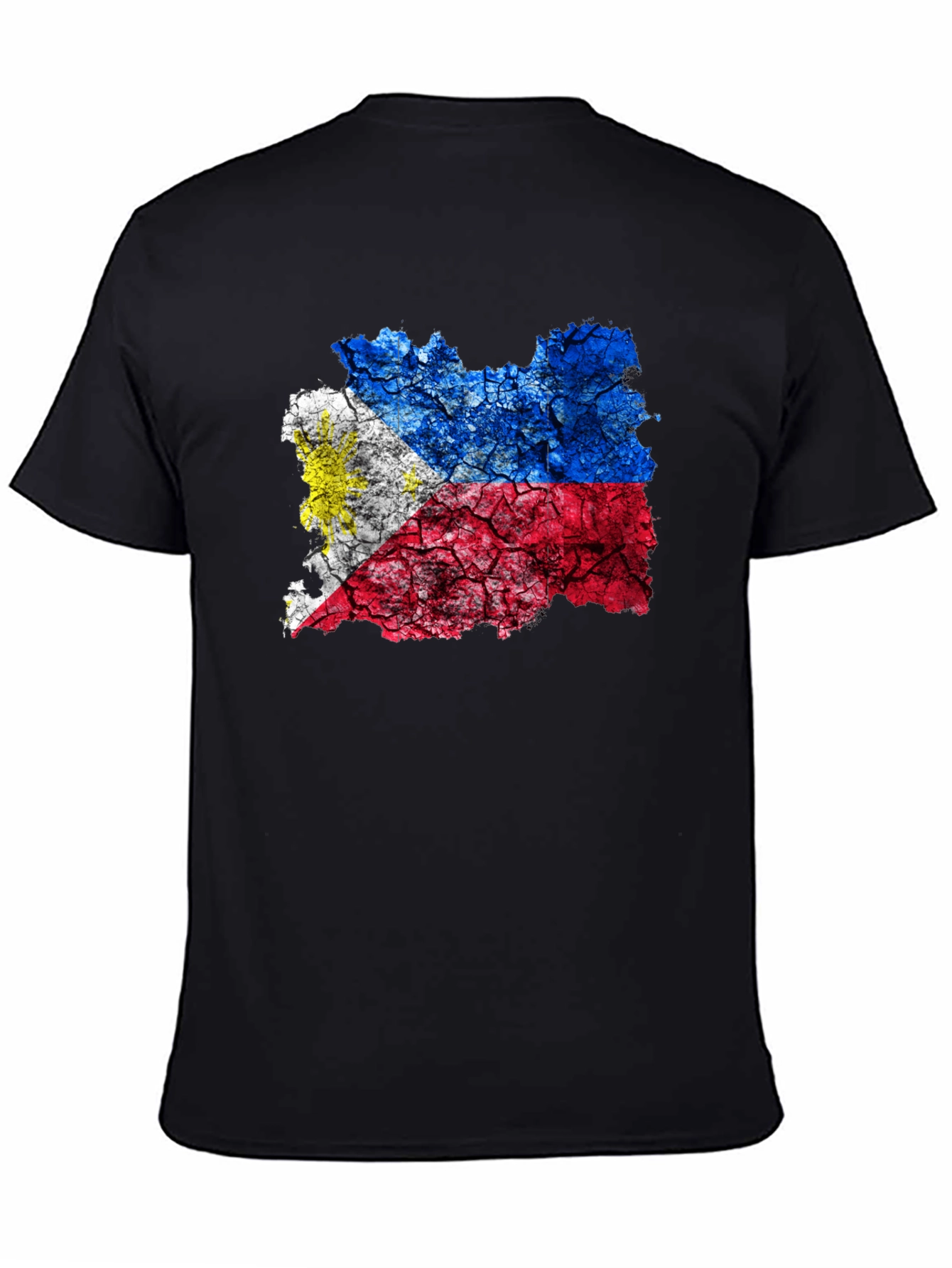 Philippines Flag Cracked T-Shirt - Black