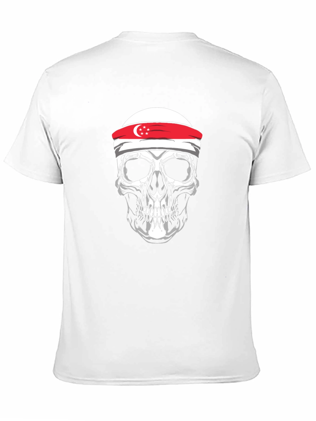 Singapore Flag Skull T-Shirt - Unique Graphic Tee
