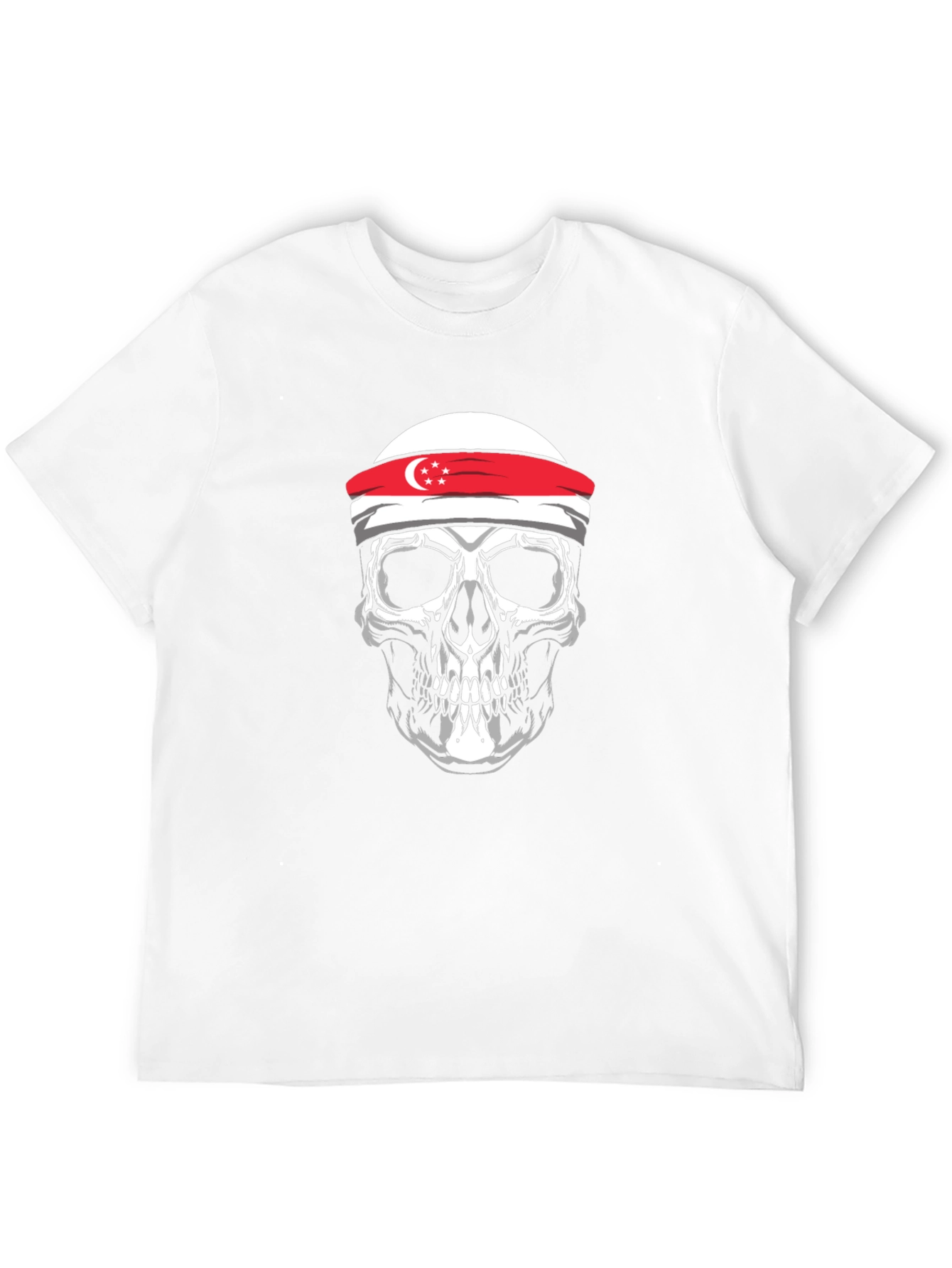 Singapore Flag Skull T-Shirt - Unique Graphic Tee