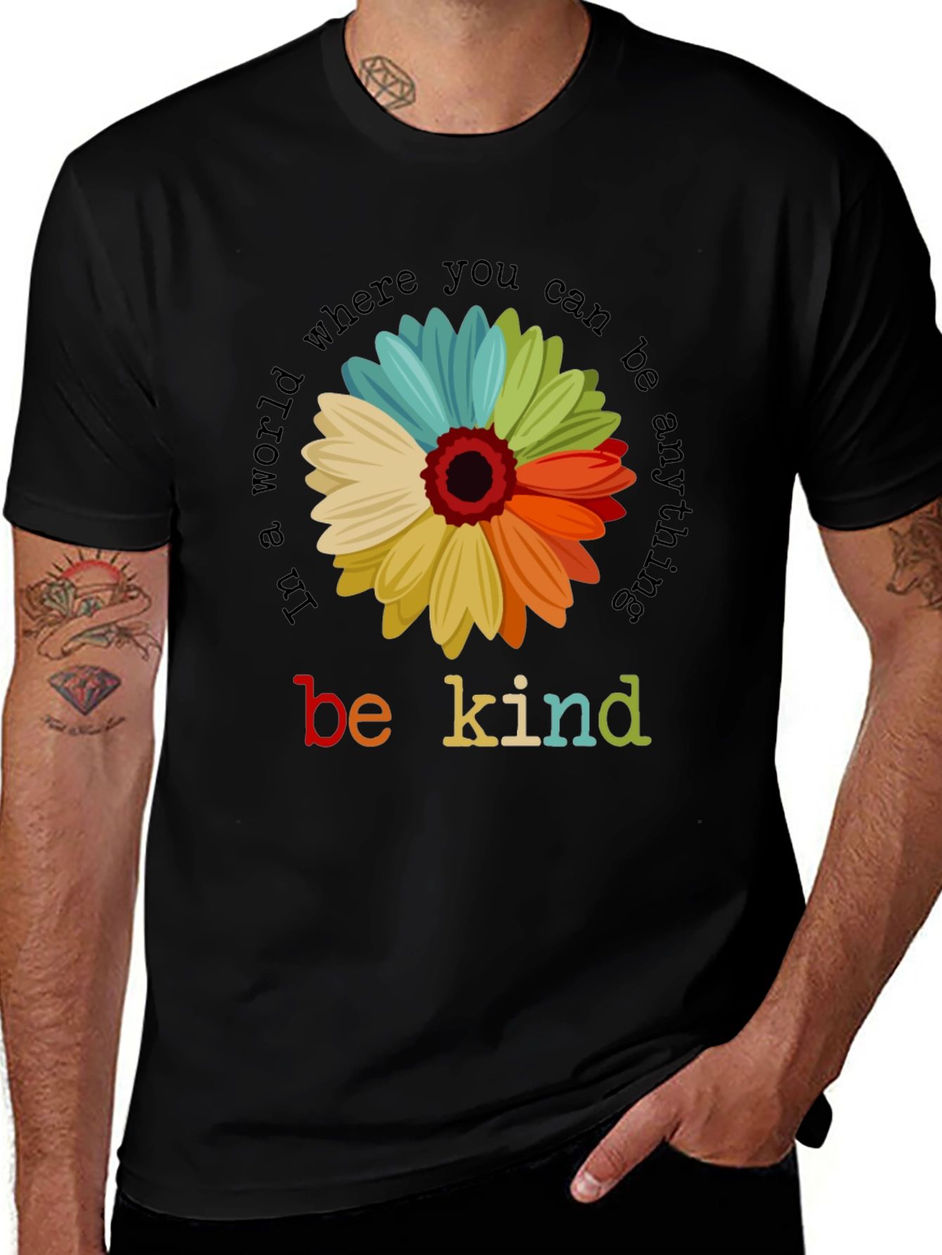 Be Kind Sunflower T-Shirt - Inspirational Graphic Tee
