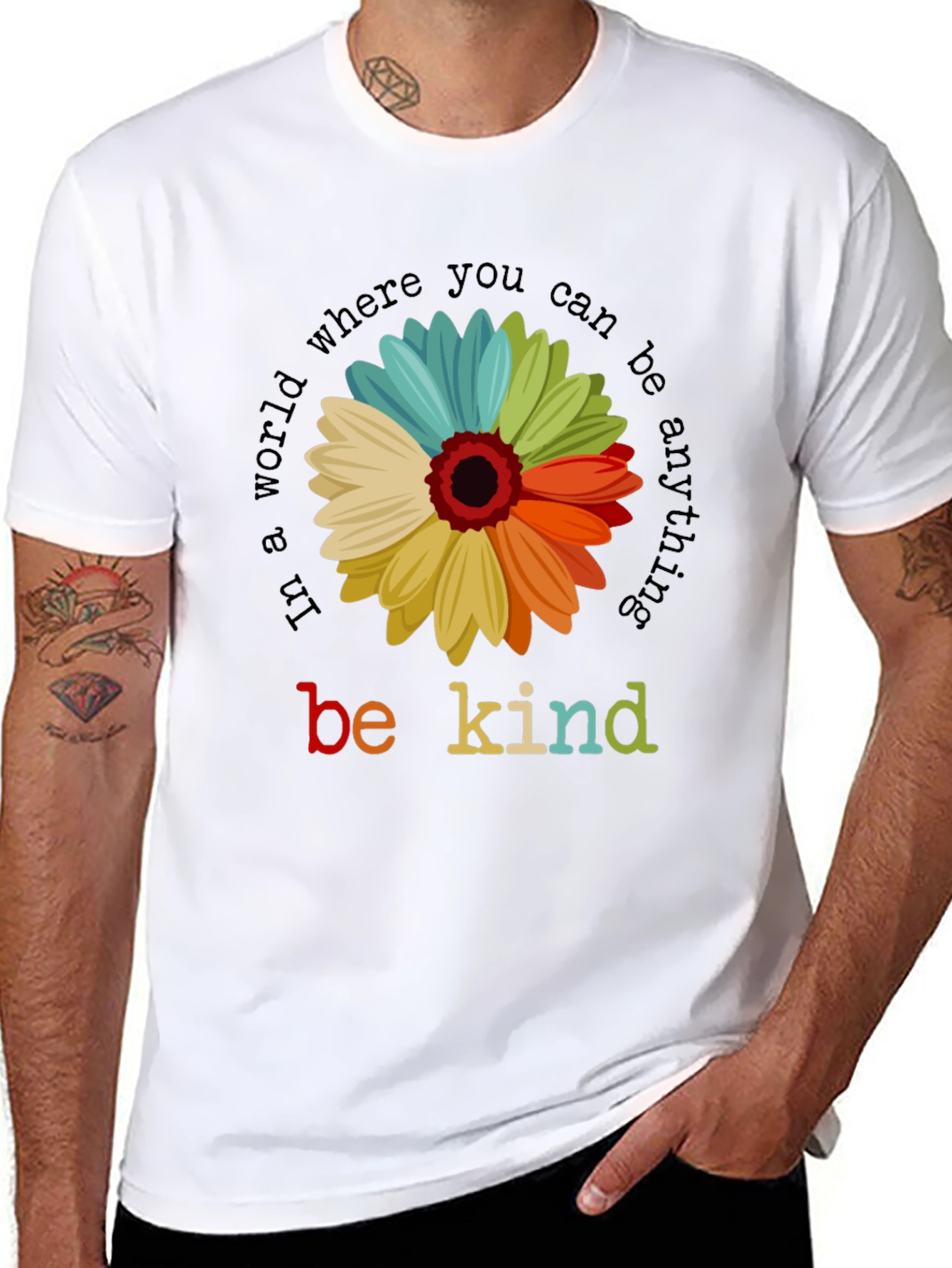 Be Kind Sunflower T-Shirt - Inspirational Graphic Tee