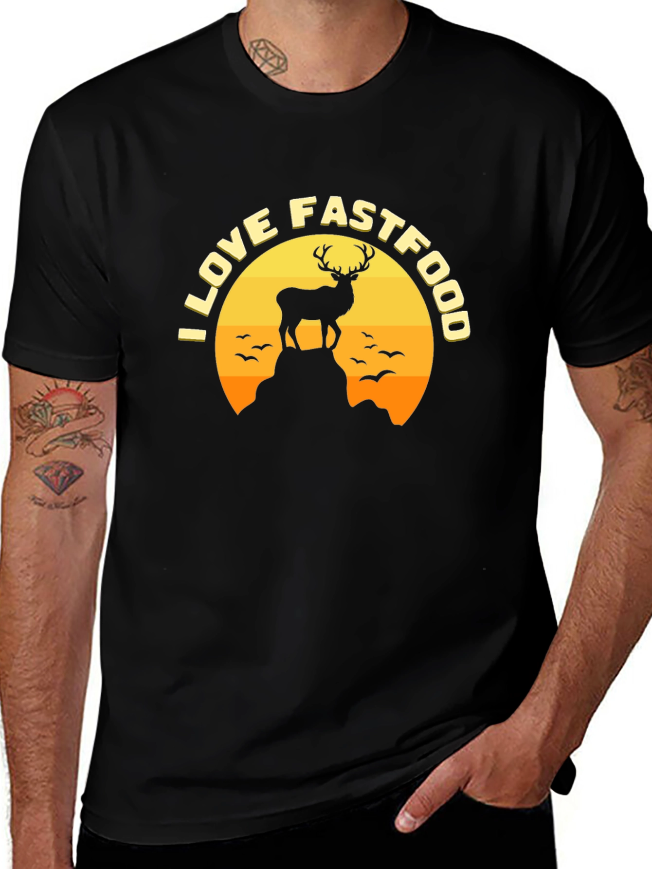 I Love Fast Food Deer Graphic Tee