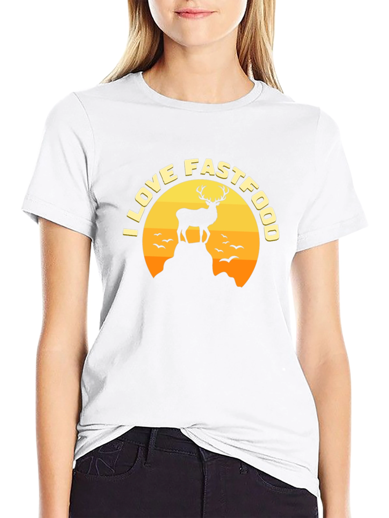 I Love Fast Food Deer Graphic Tee