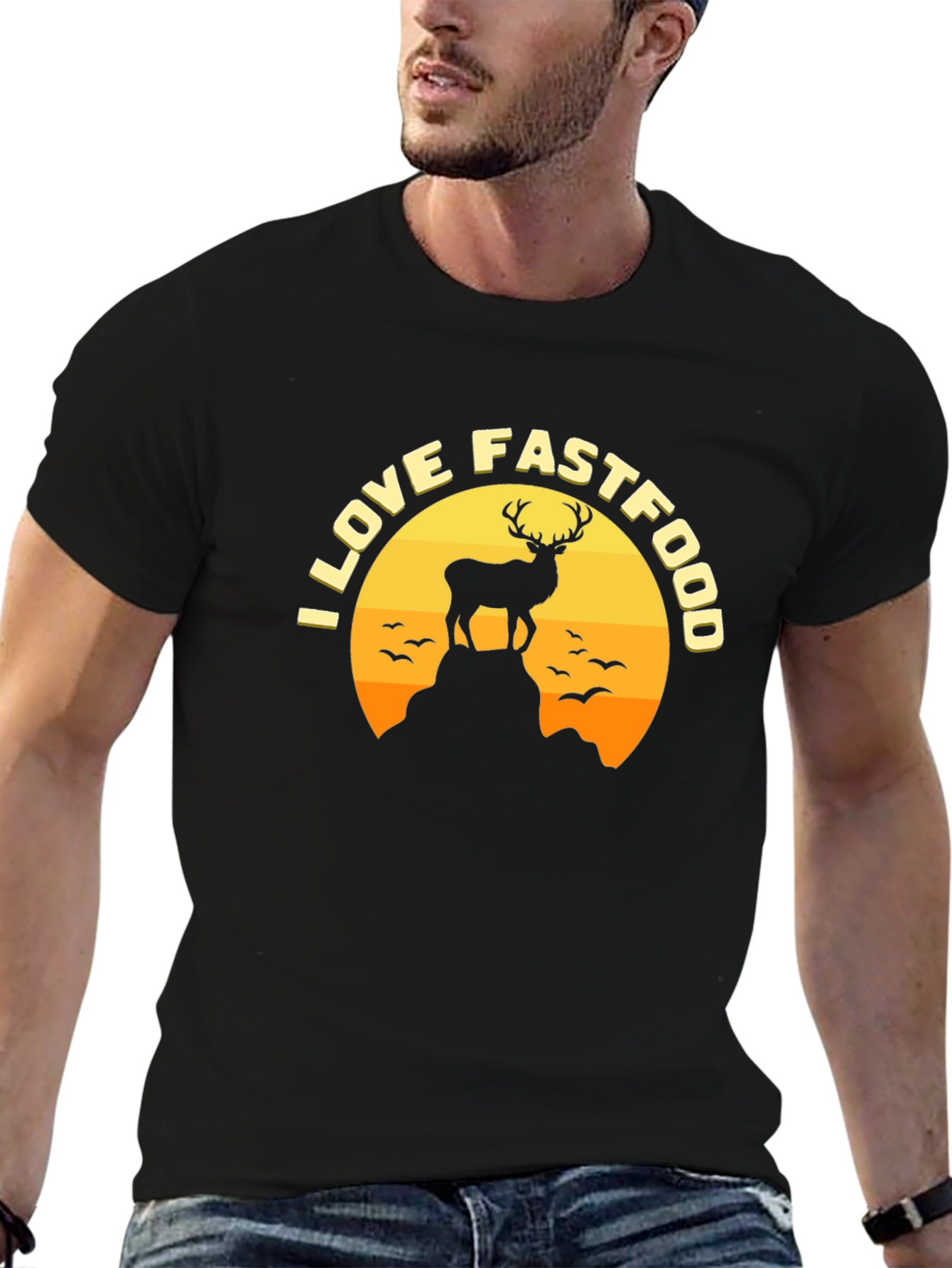 I Love Fast Food Deer Graphic Tee