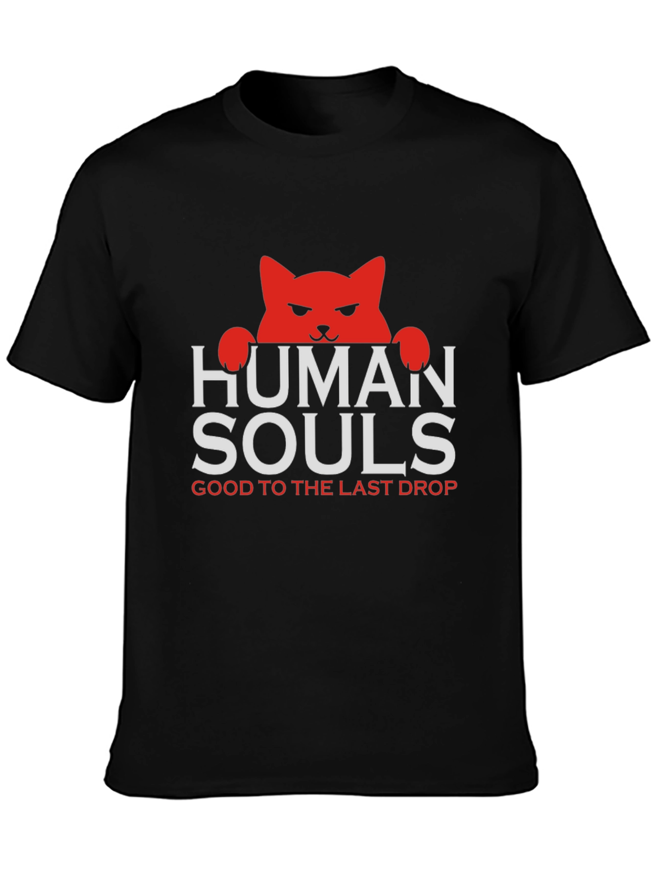 Human Souls Cat Graphic Black T-Shirt