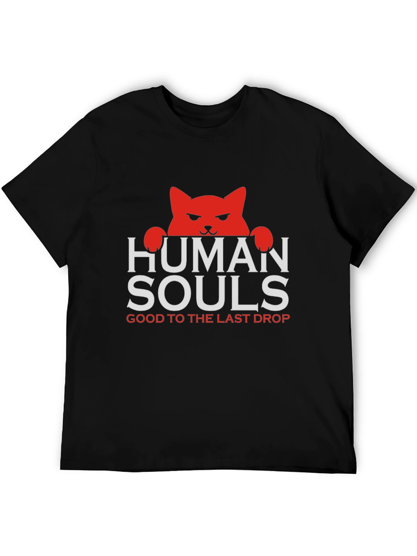 Human Souls Cat Graphic Black T-Shirt