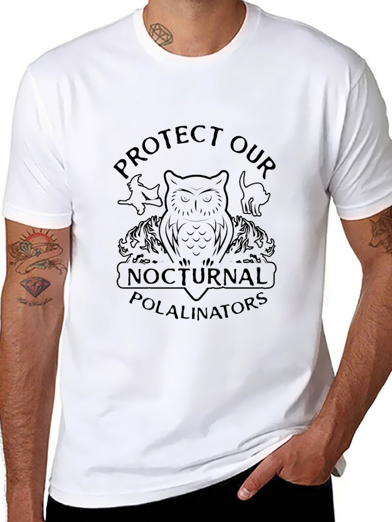 Protect Our Nocturnal Pollinators Owl Graphic Tee