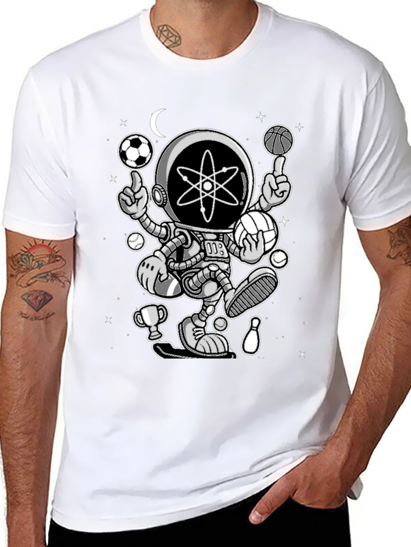 Atomic Astronaut T-Shirt - Cosmic Juggler Design