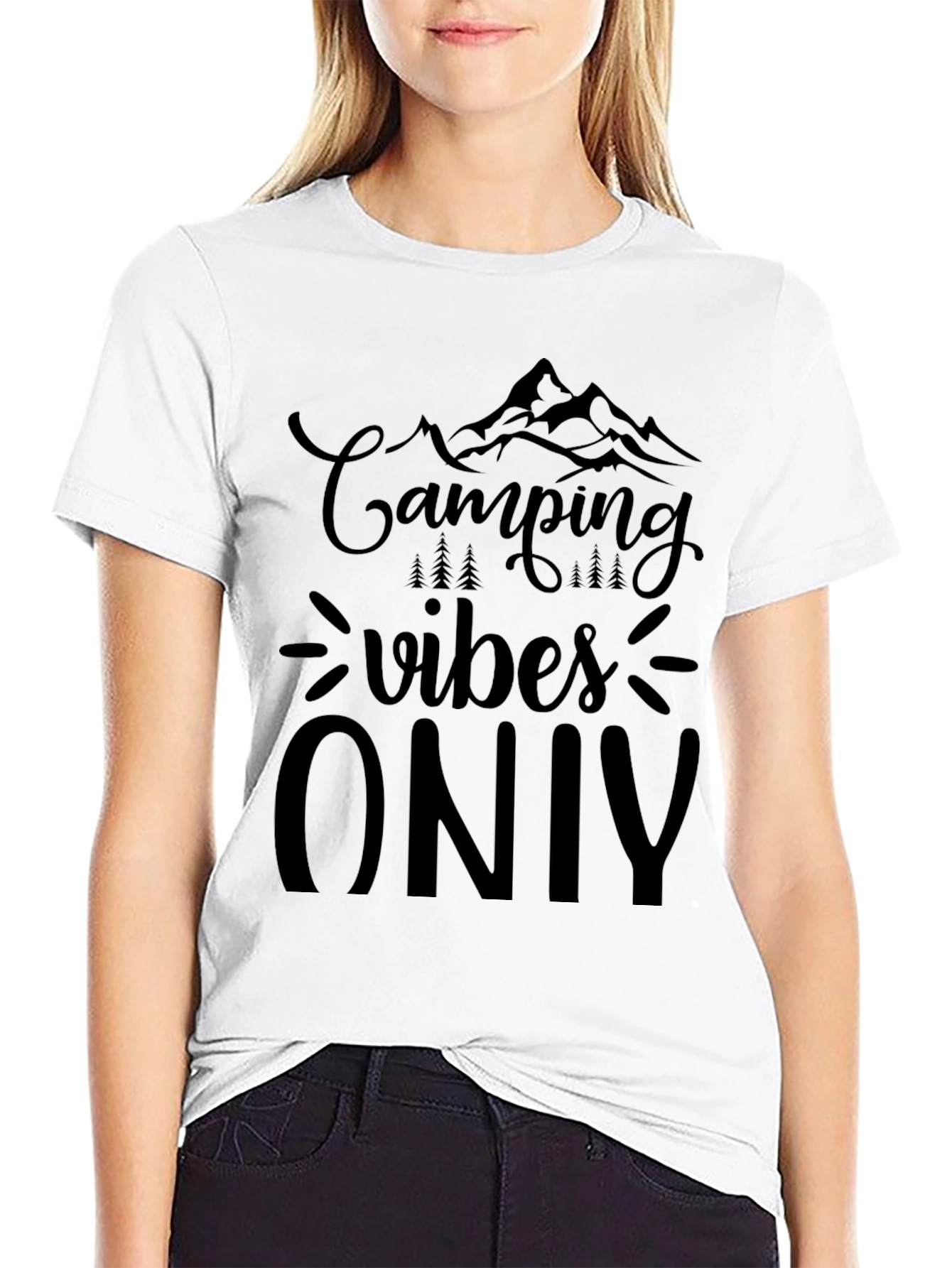 Camping Vibes Only Black Graphic Tee