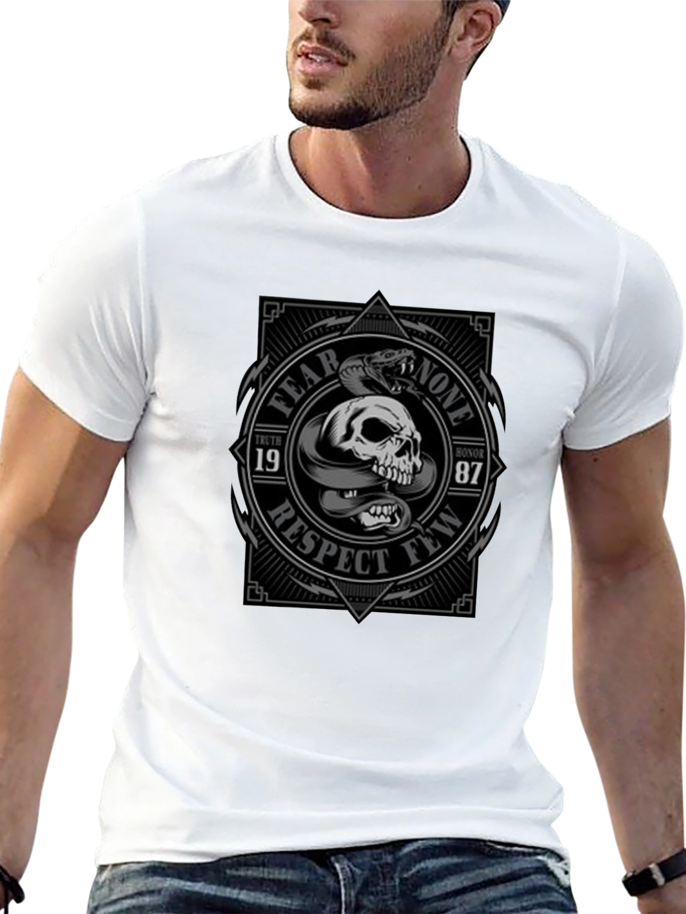 Fear None Skull & Snake Graphic T-Shirt