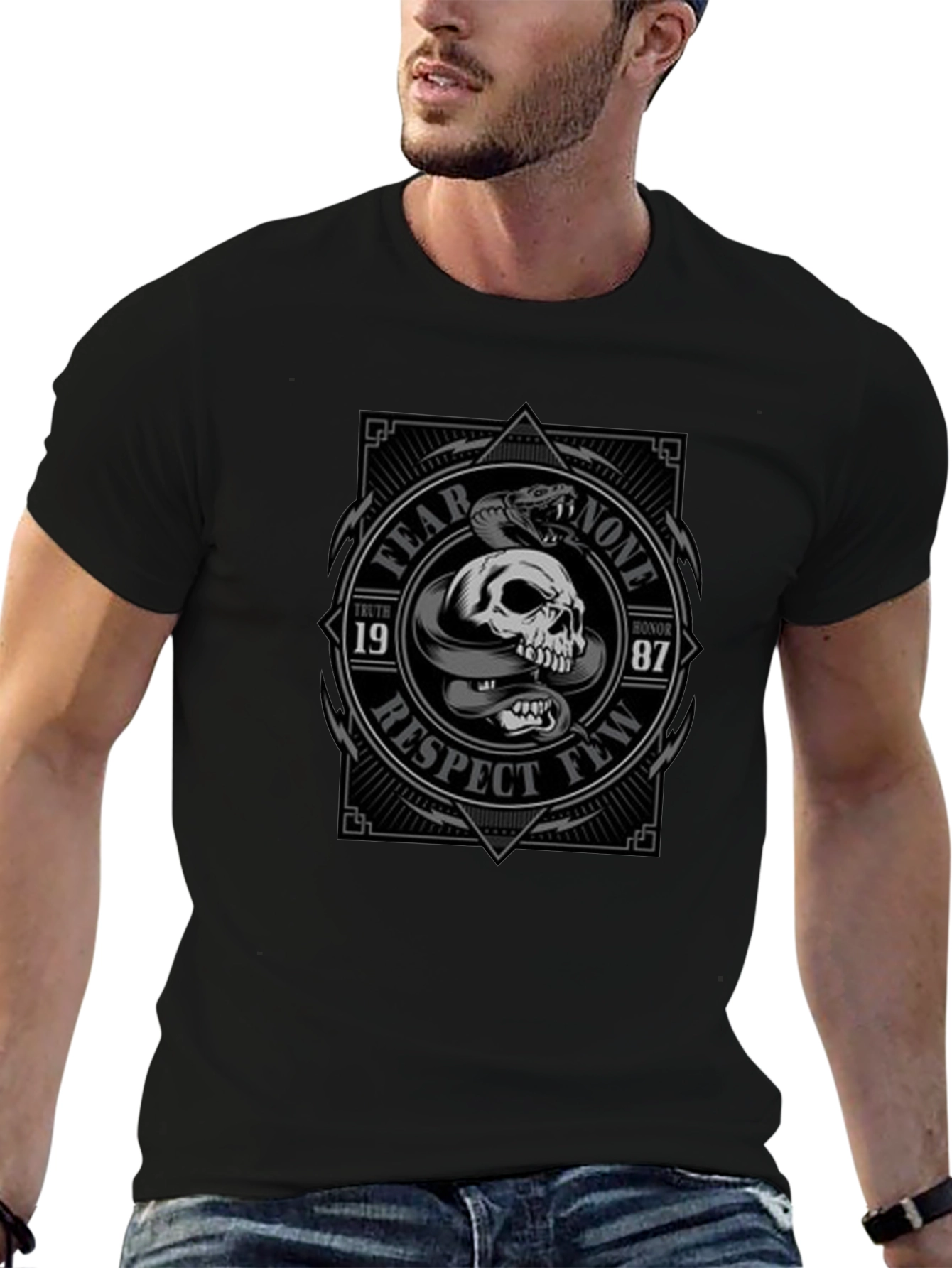Fear None Skull & Snake Graphic T-Shirt