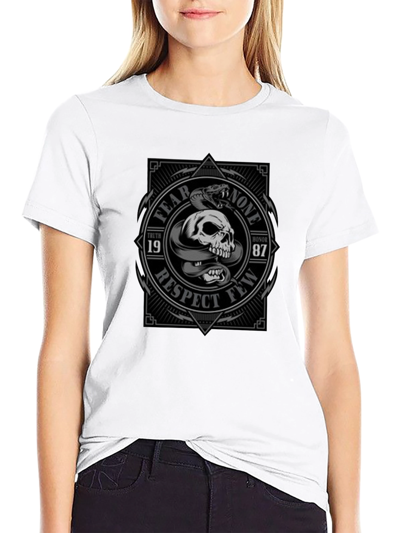 Fear None Skull & Snake Graphic T-Shirt