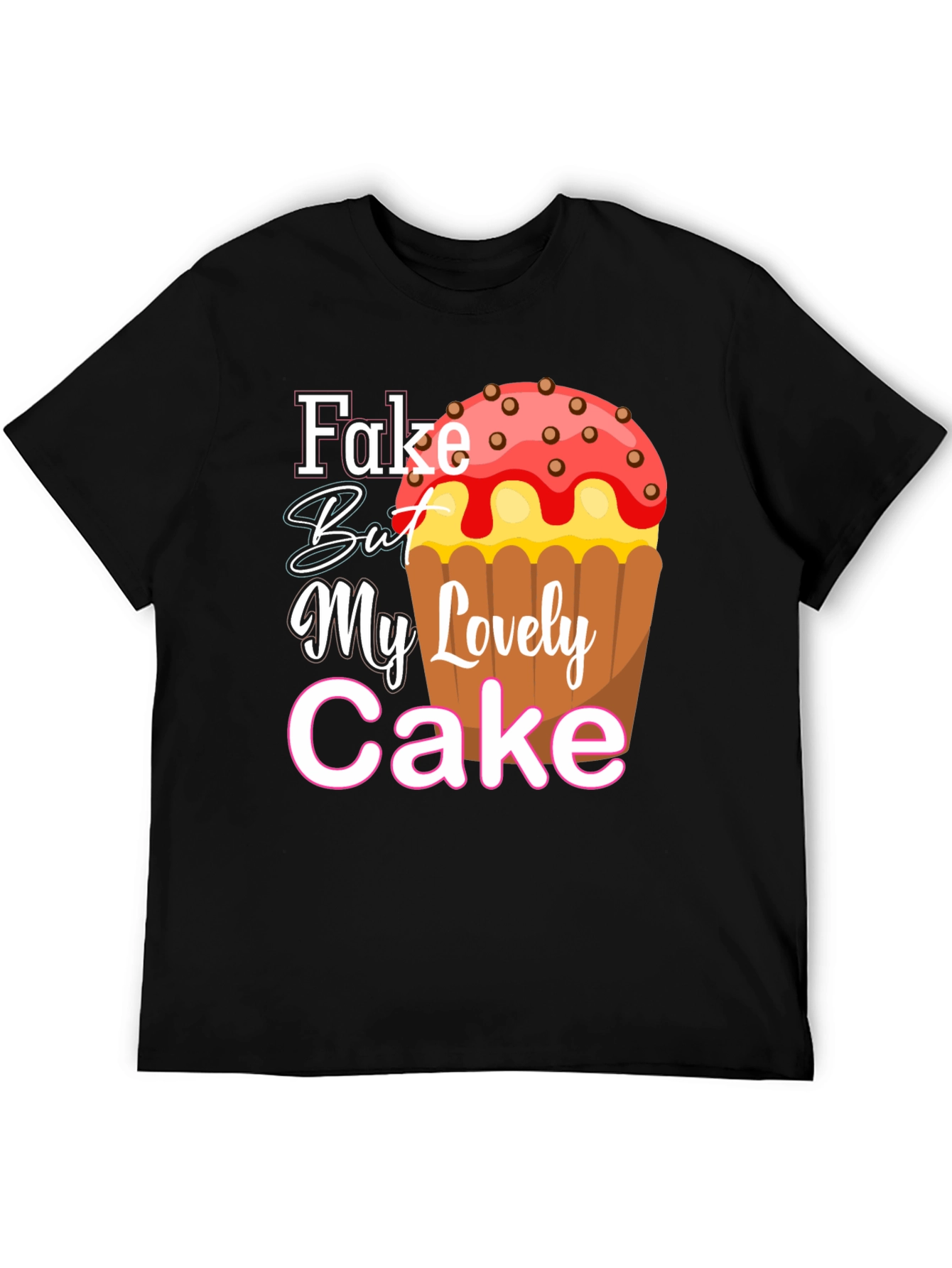 Fake But My Lovely Cake Black Graphic Tee