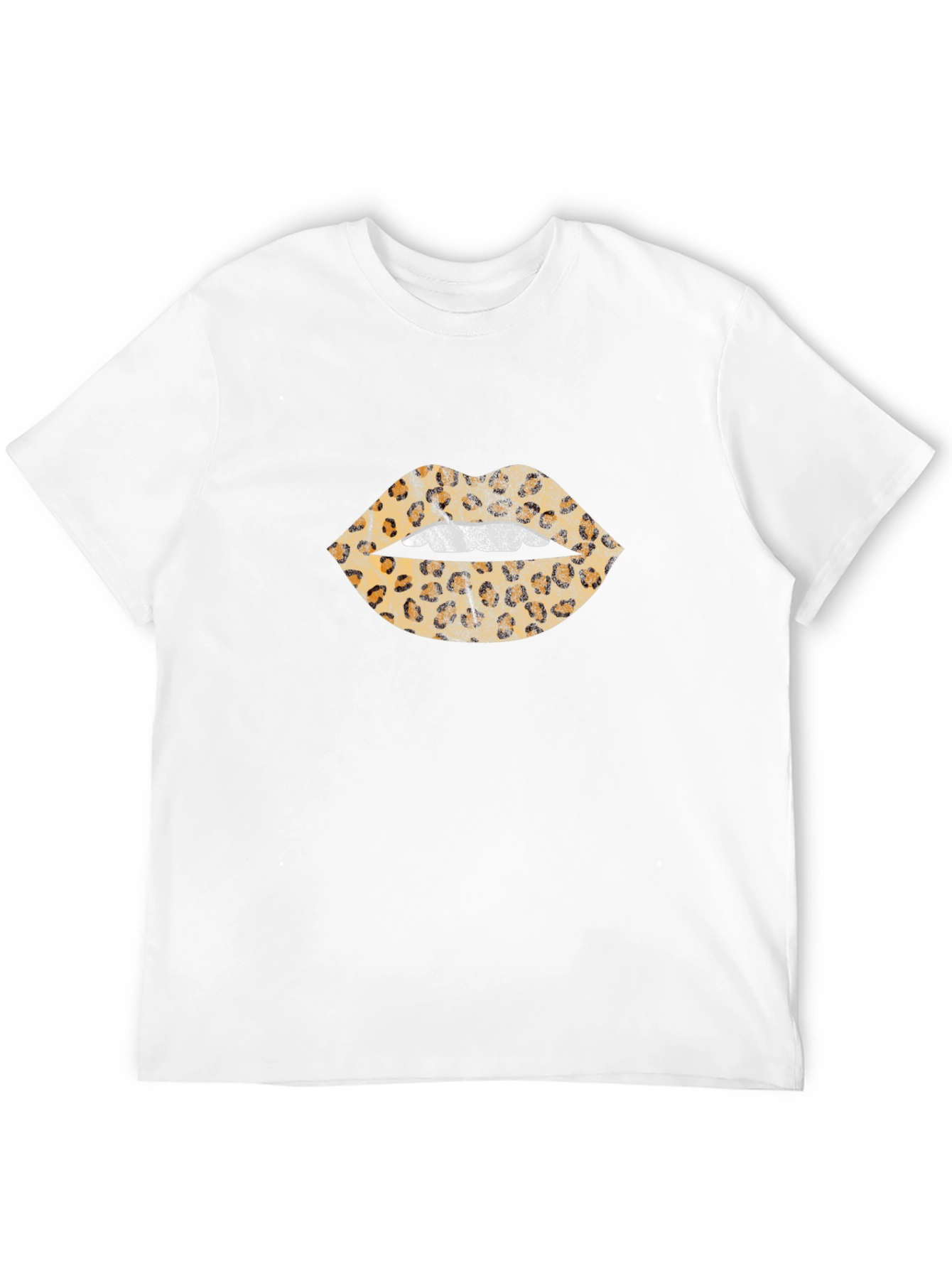 Leopard Print Lips Graphic Black T-Shirt