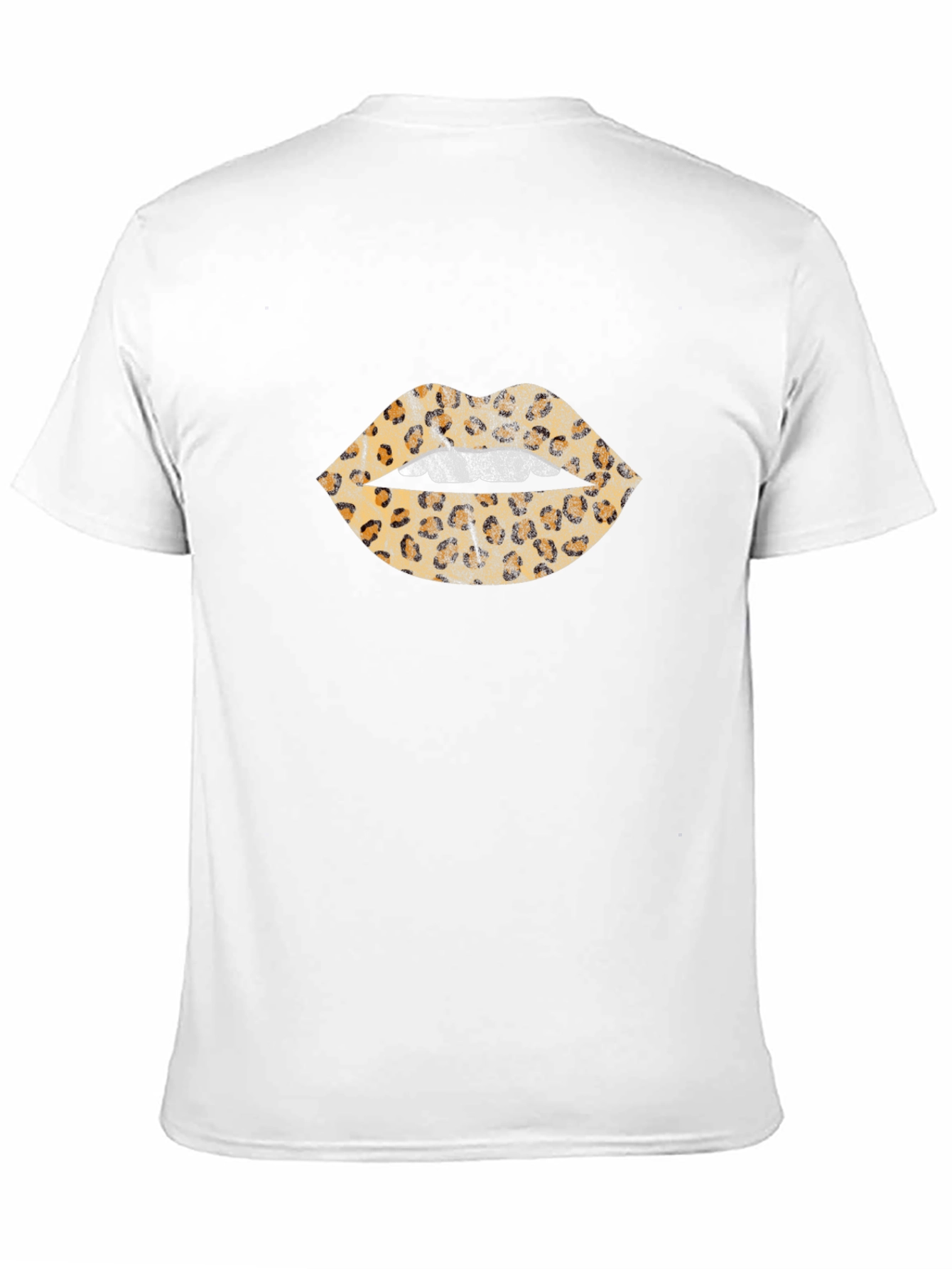 Leopard Print Lips Graphic Black T-Shirt