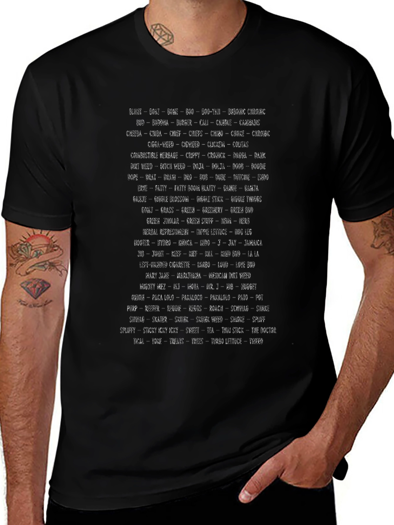 Abstract Text Print Black T-Shirt