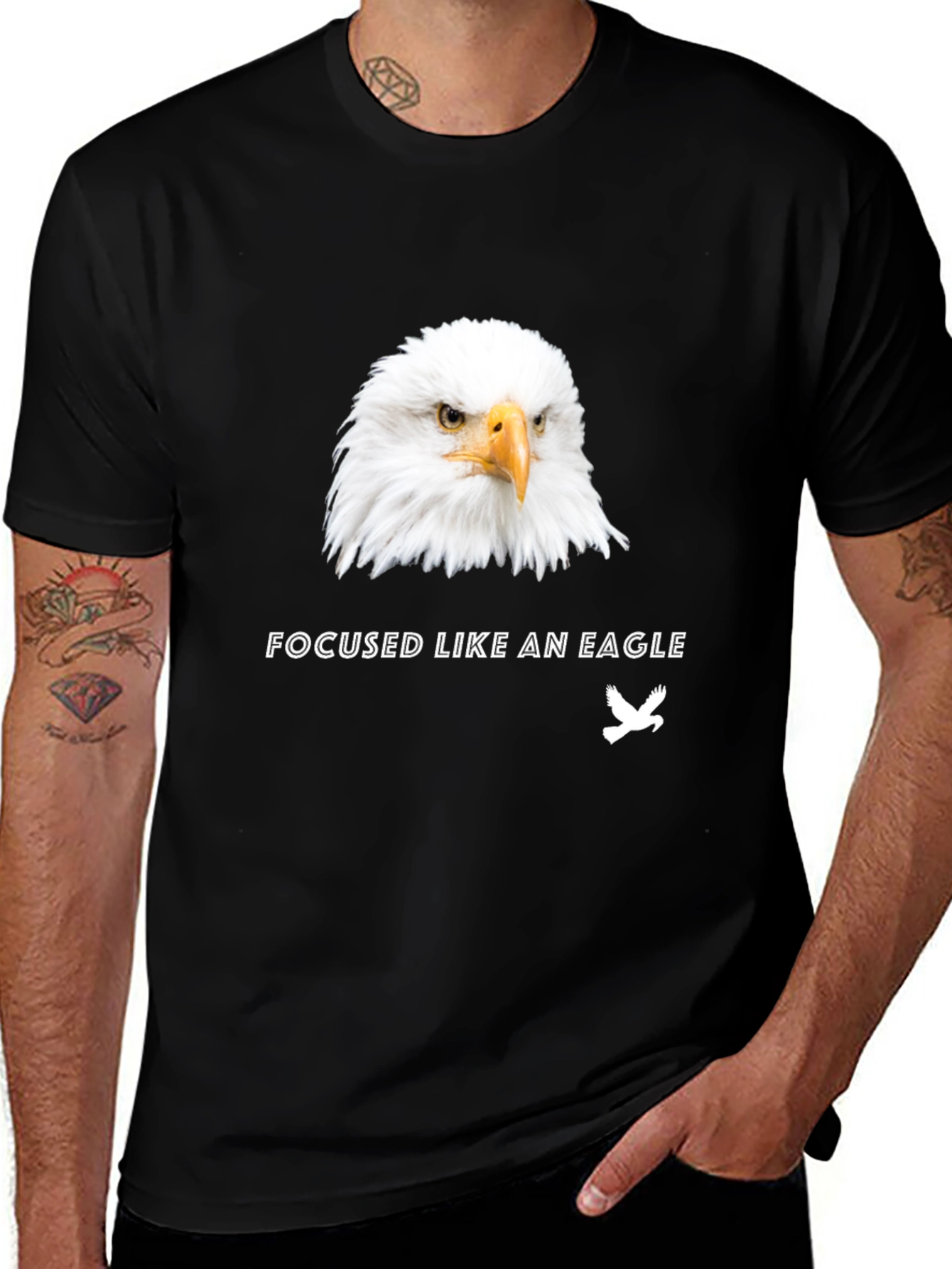 Focused Like an Eagle Black Graphic Tee