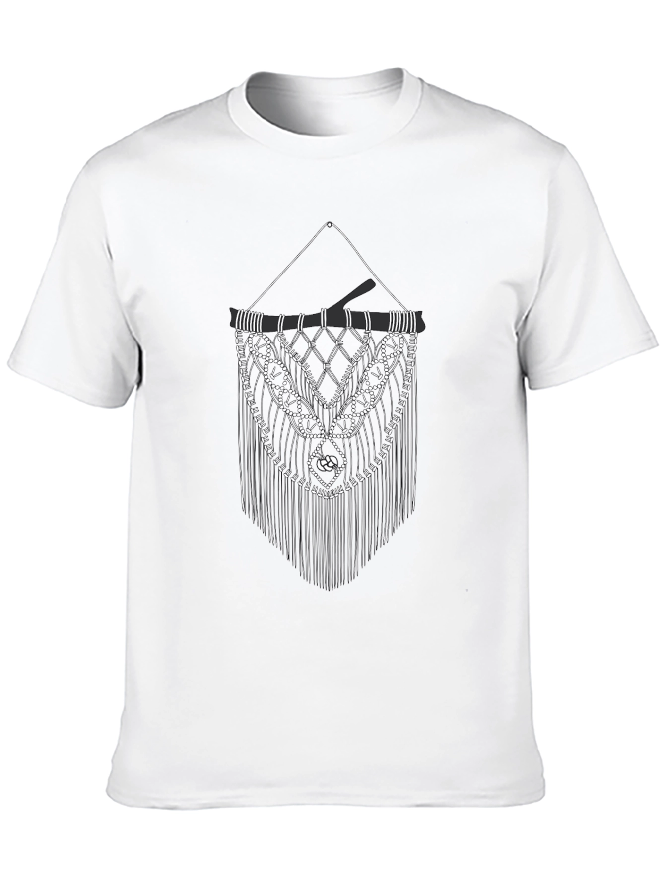 Black T-Shirt with Macrame Design