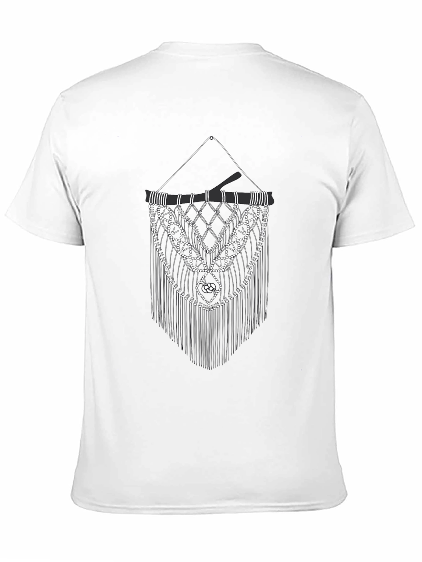 Black T-Shirt with Macrame Design