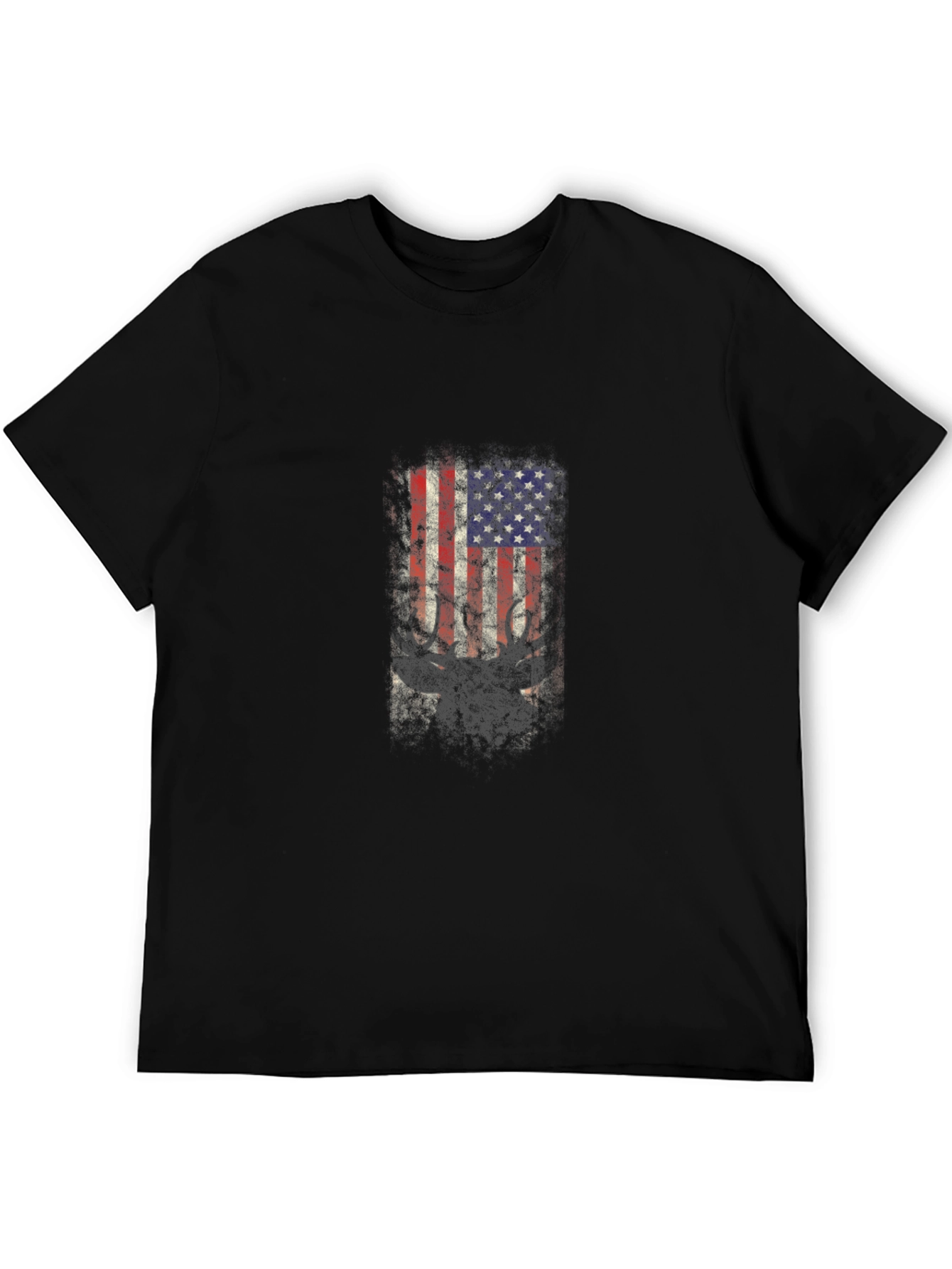 American Flag Deer Graphic Tee - Black
