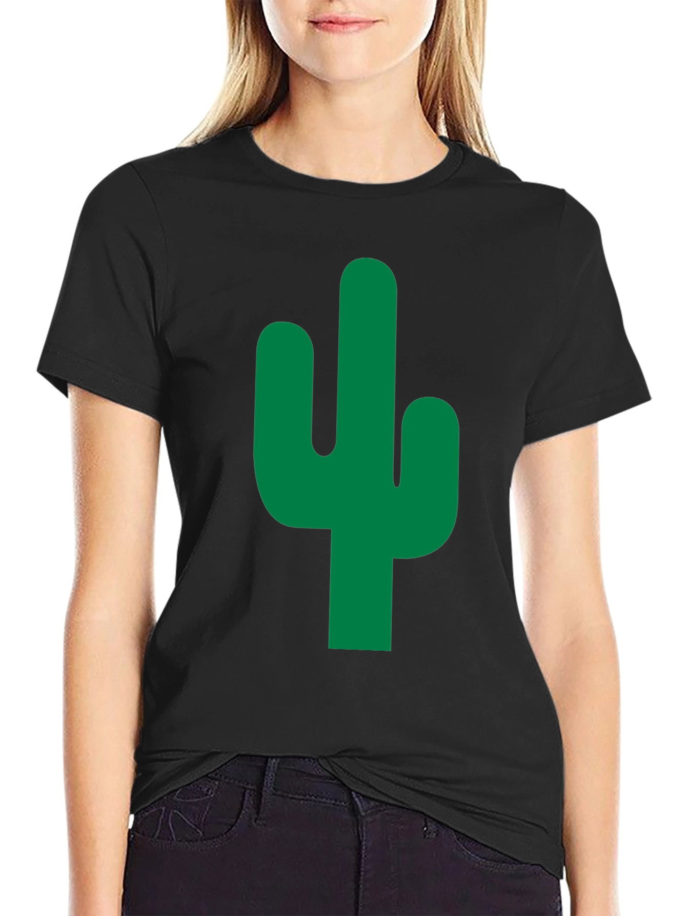 Cactus Graphic Tee - Stylish Black Cotton T-Shirt