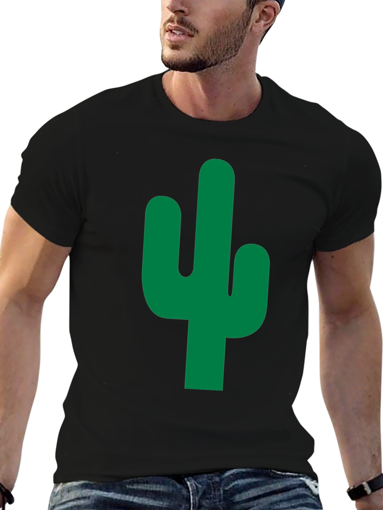 Cactus Graphic Tee - Stylish Black Cotton T-Shirt