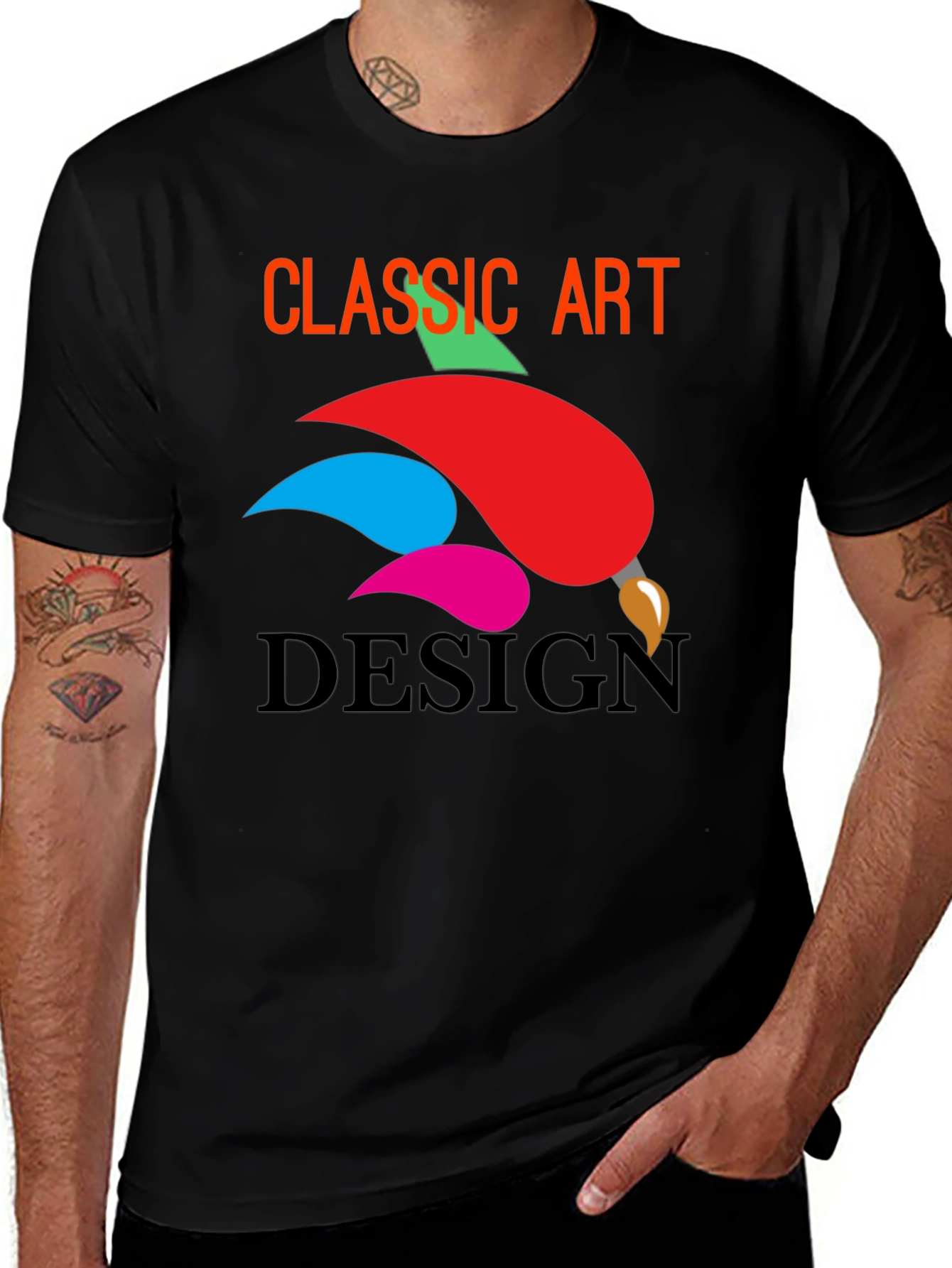 Classic Art Design Black T-Shirt