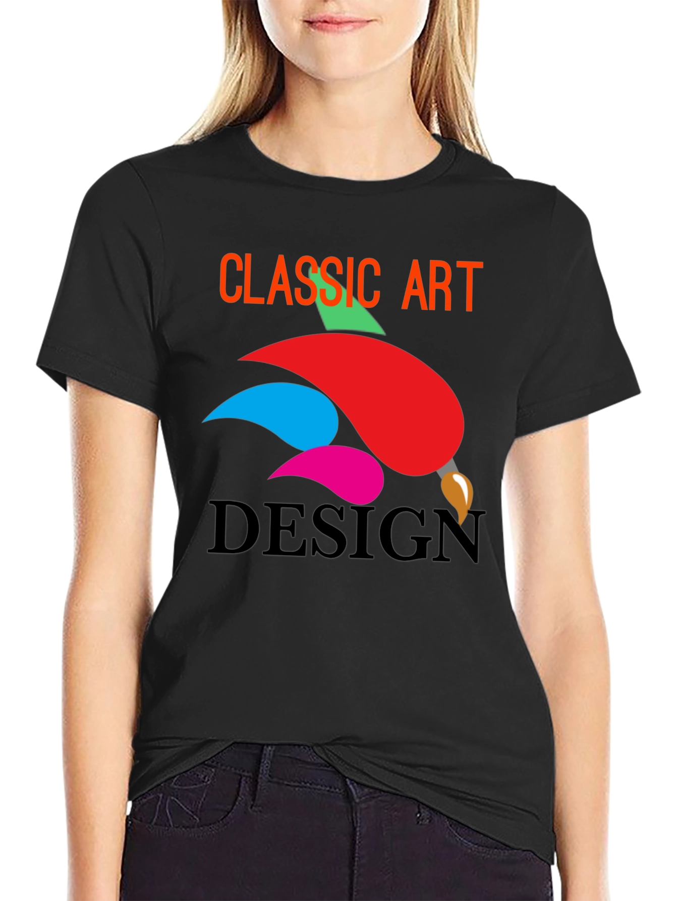 Classic Art Design Black T-Shirt
