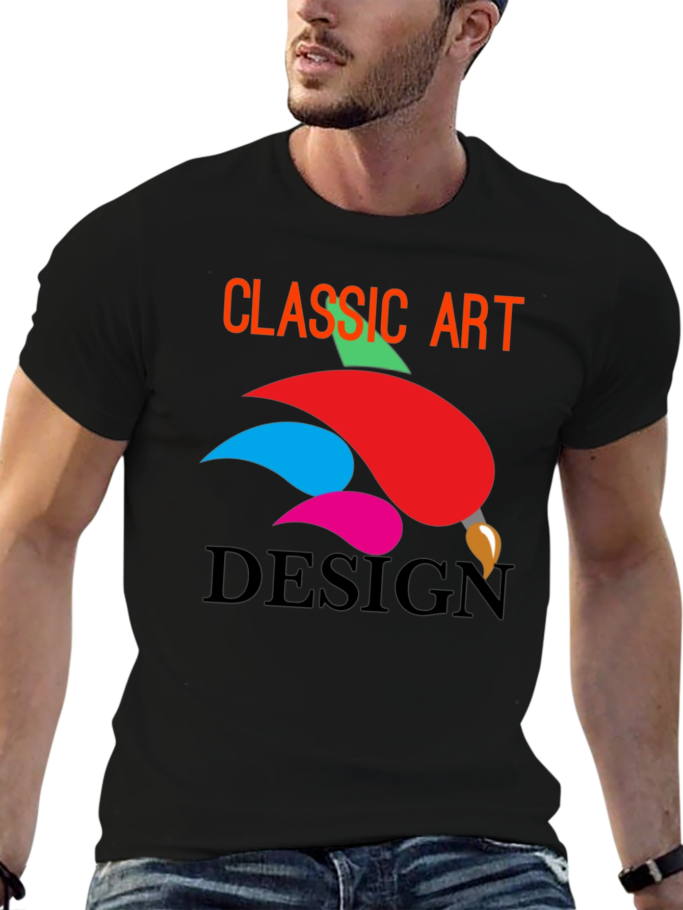 Classic Art Design Black T-Shirt