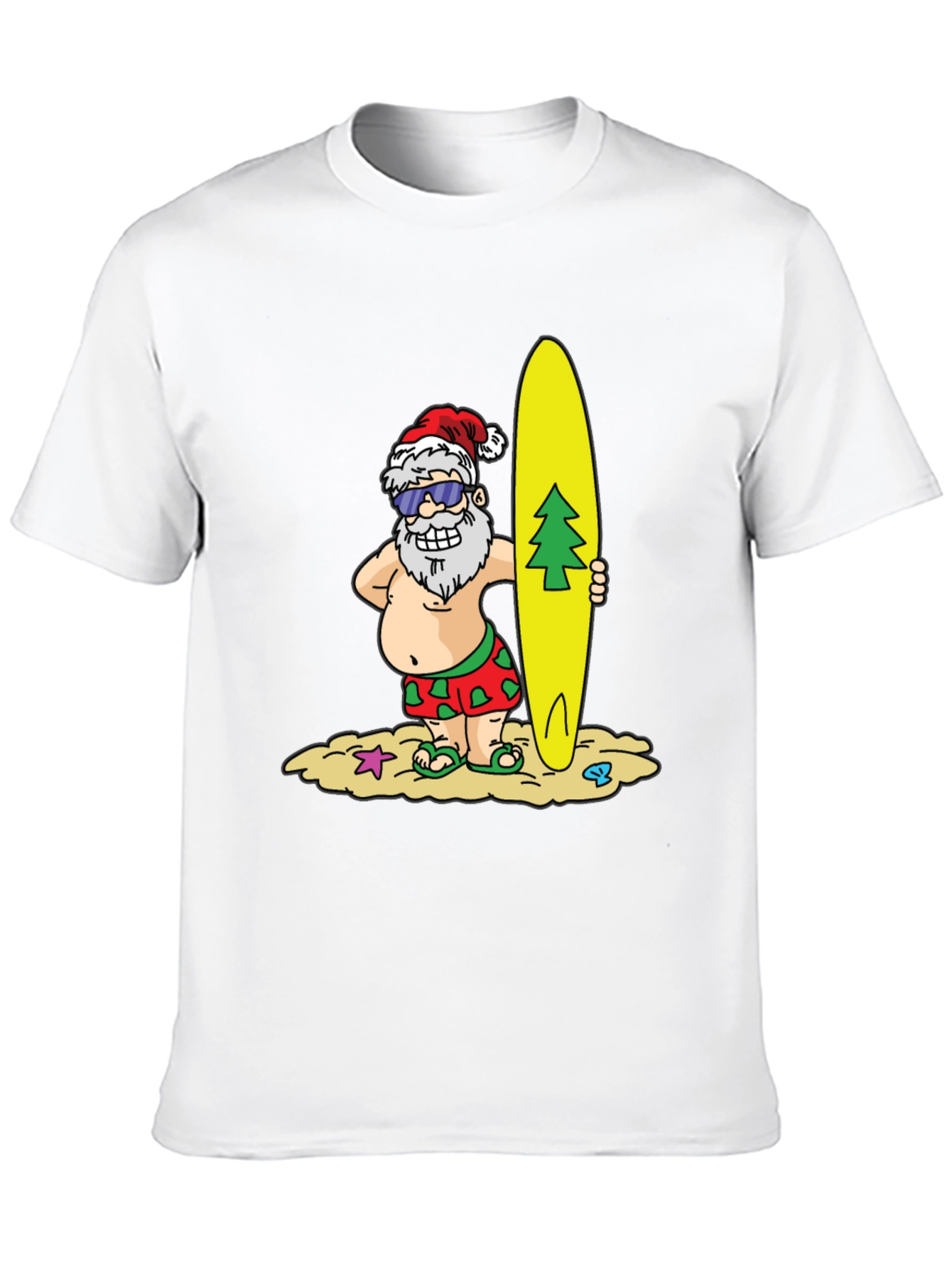 Surfing Santa T-Shirt - Holiday Beach Vibes