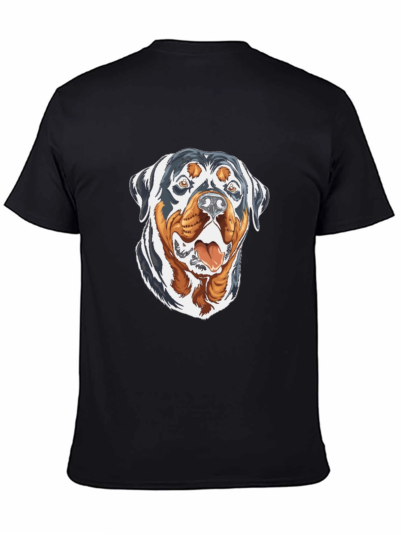 Rottweiler Graphic Print Black T-Shirt