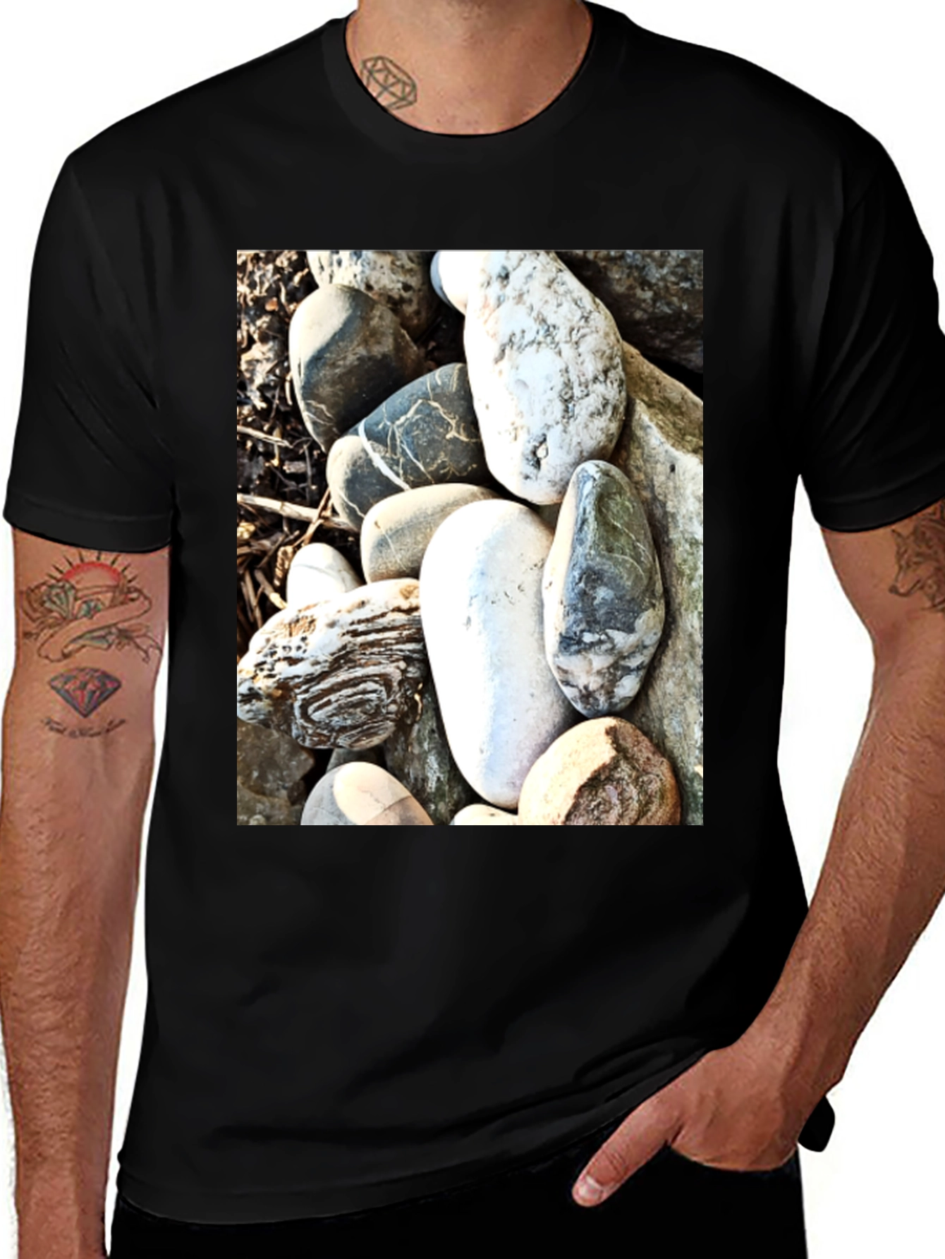 Stone Print Tee - Unique Rock Design