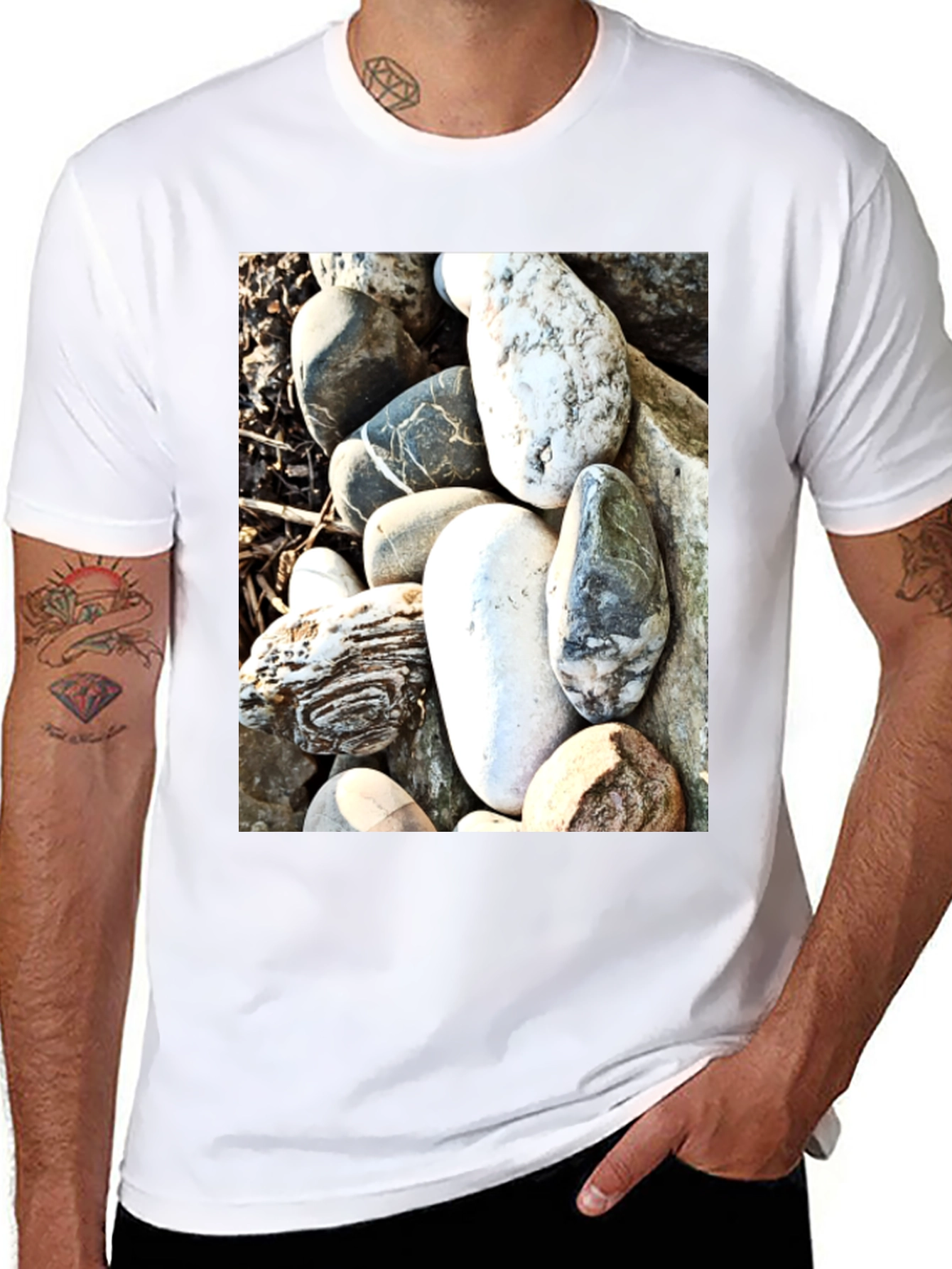Stone Print Tee - Unique Rock Design