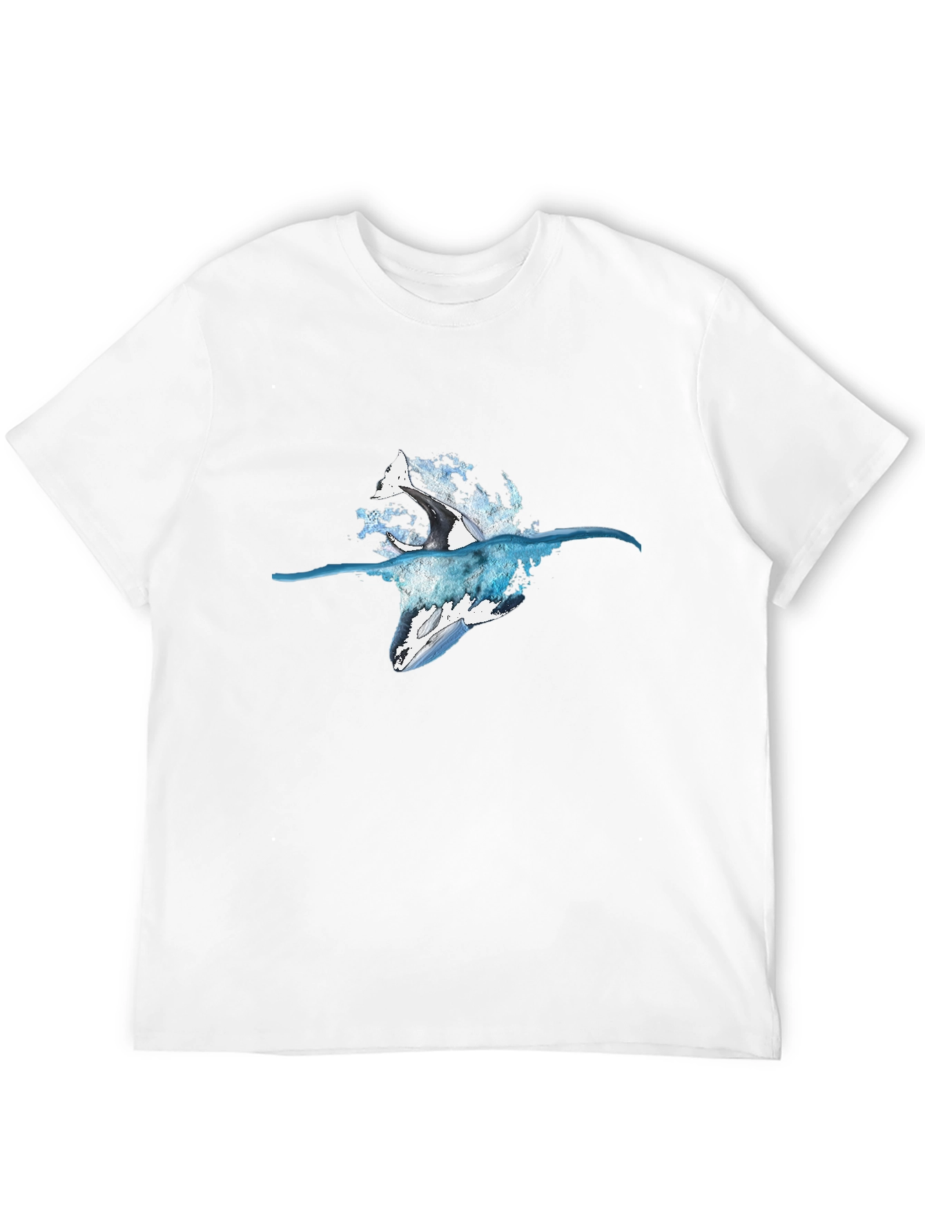 Orca Splash Black T-Shirt - Marine Life Design