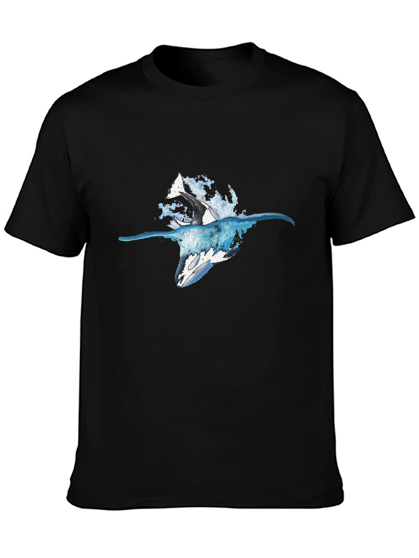 Orca Splash Black T-Shirt - Marine Life Design