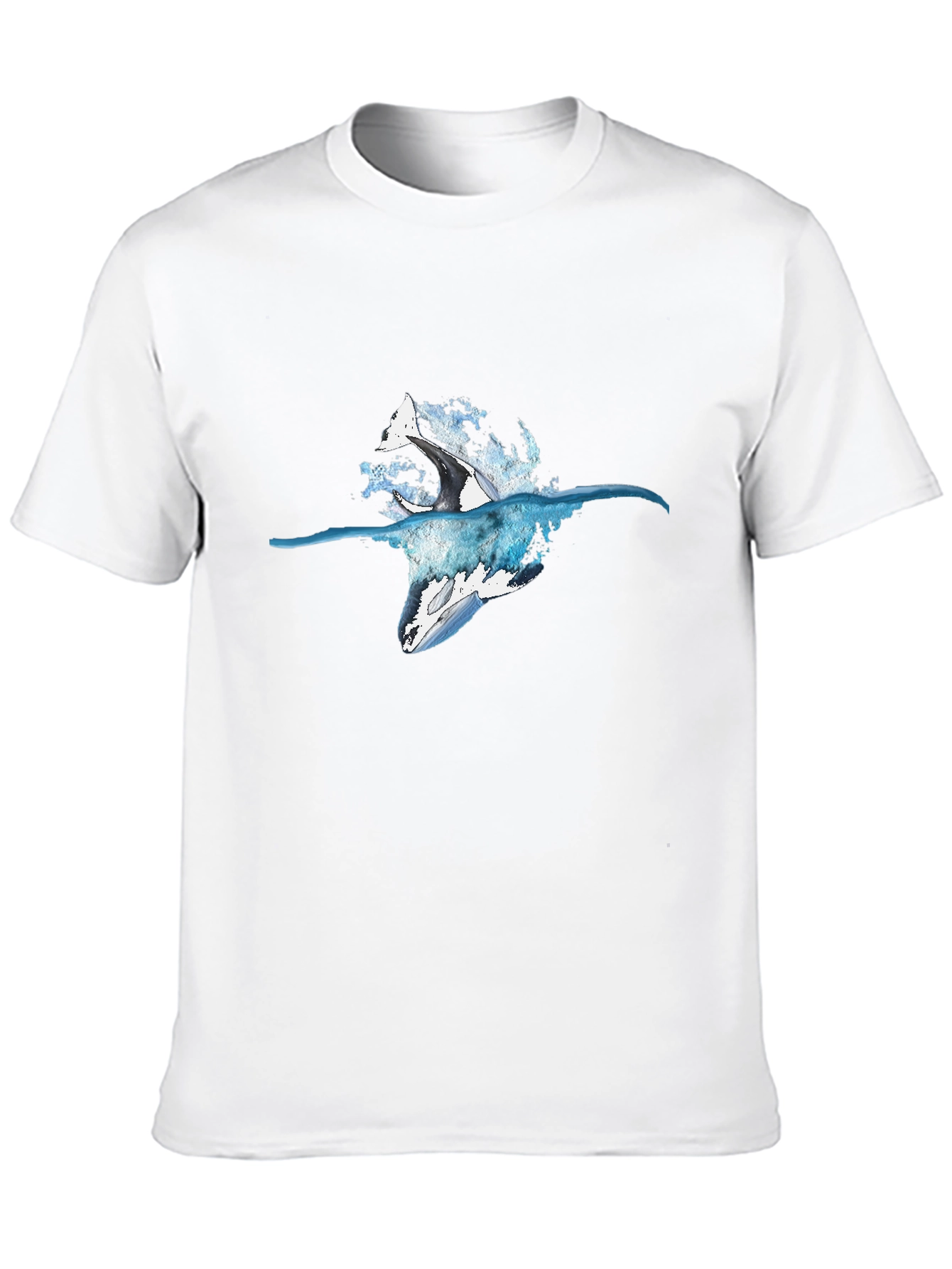 Orca Splash Black T-Shirt - Marine Life Design