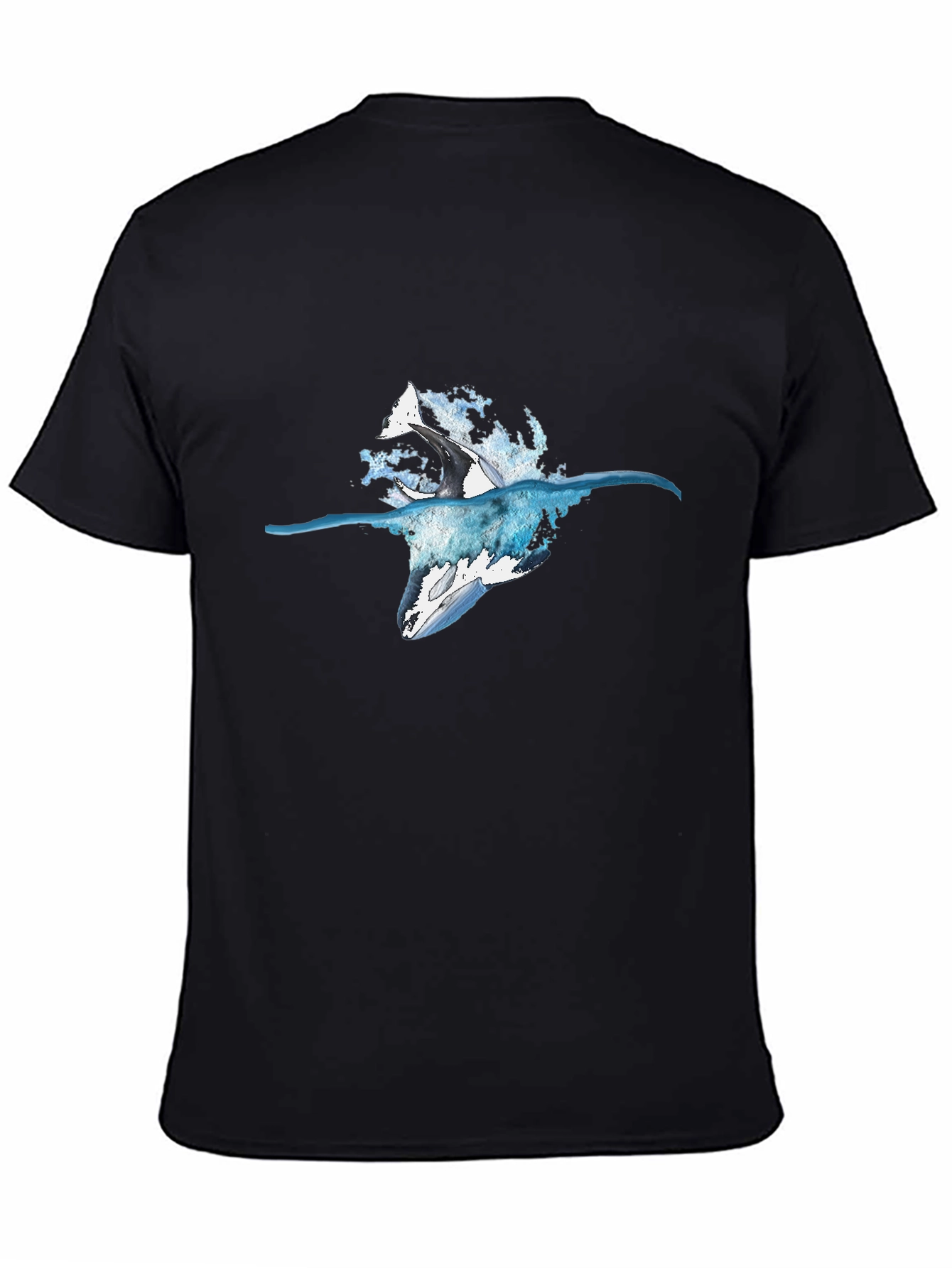 Orca Splash Black T-Shirt - Marine Life Design