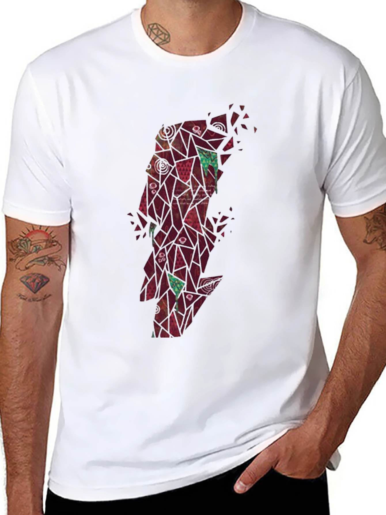 Abstract Geometric Lightning Bolt Graphic Tee