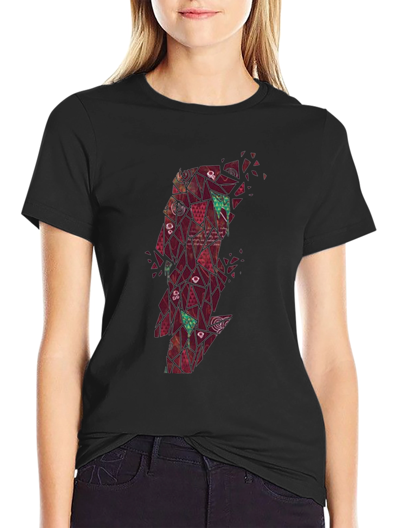 Abstract Geometric Lightning Bolt Graphic Tee